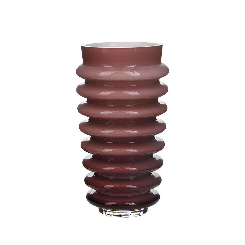 Glamorous Burgundy Rippled Glass Vase