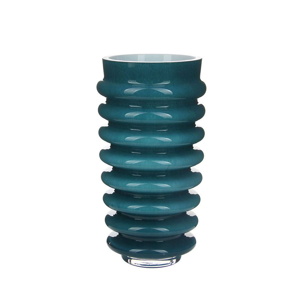 Chic Teal Rippled Glass Vase