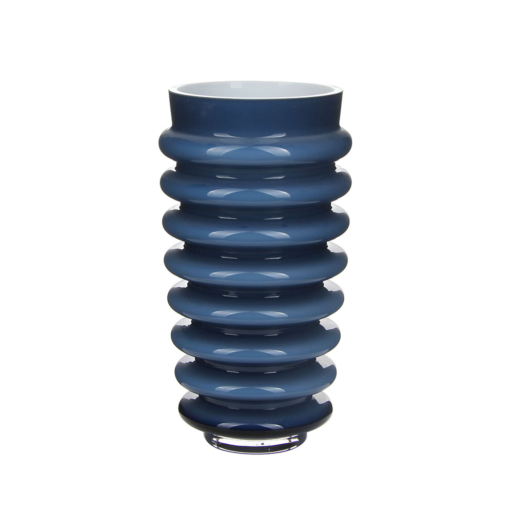 Stylish Blue Rippled Glass Vase