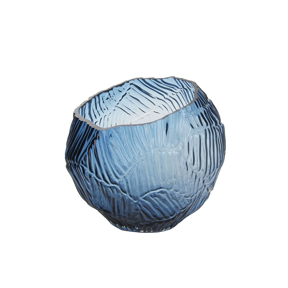Enchanting Blue - Hued Textured Glass Vase