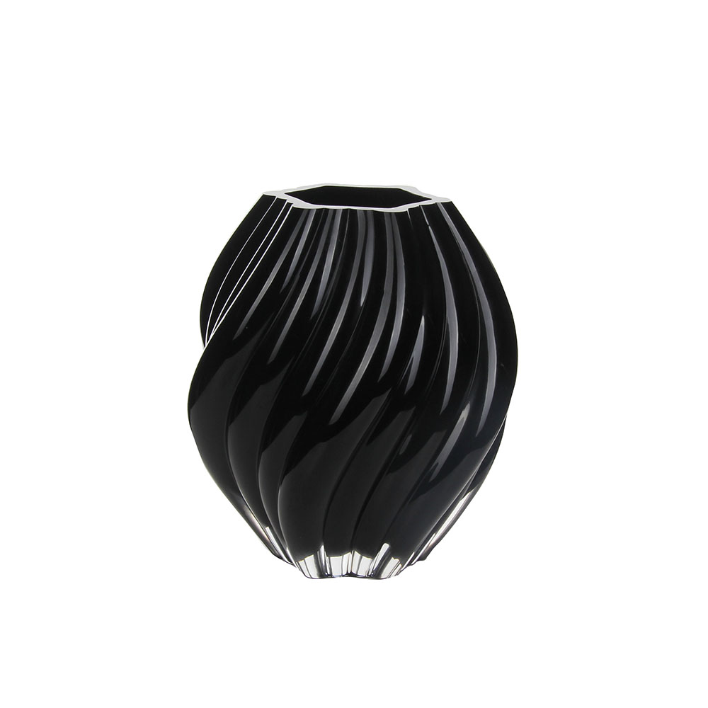 Sleek Black Swirled Glass Vase