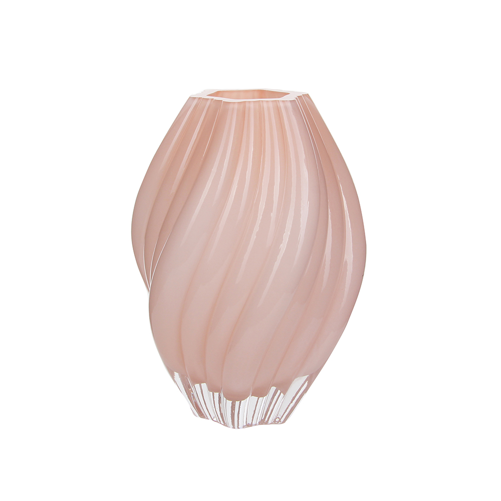Delicate Blush Swirled Glass Vase