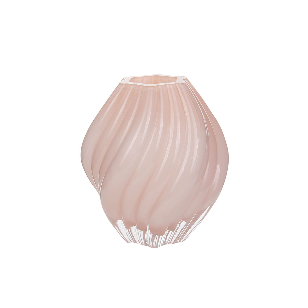 Charming Blush Pink Swirled Glass Vase