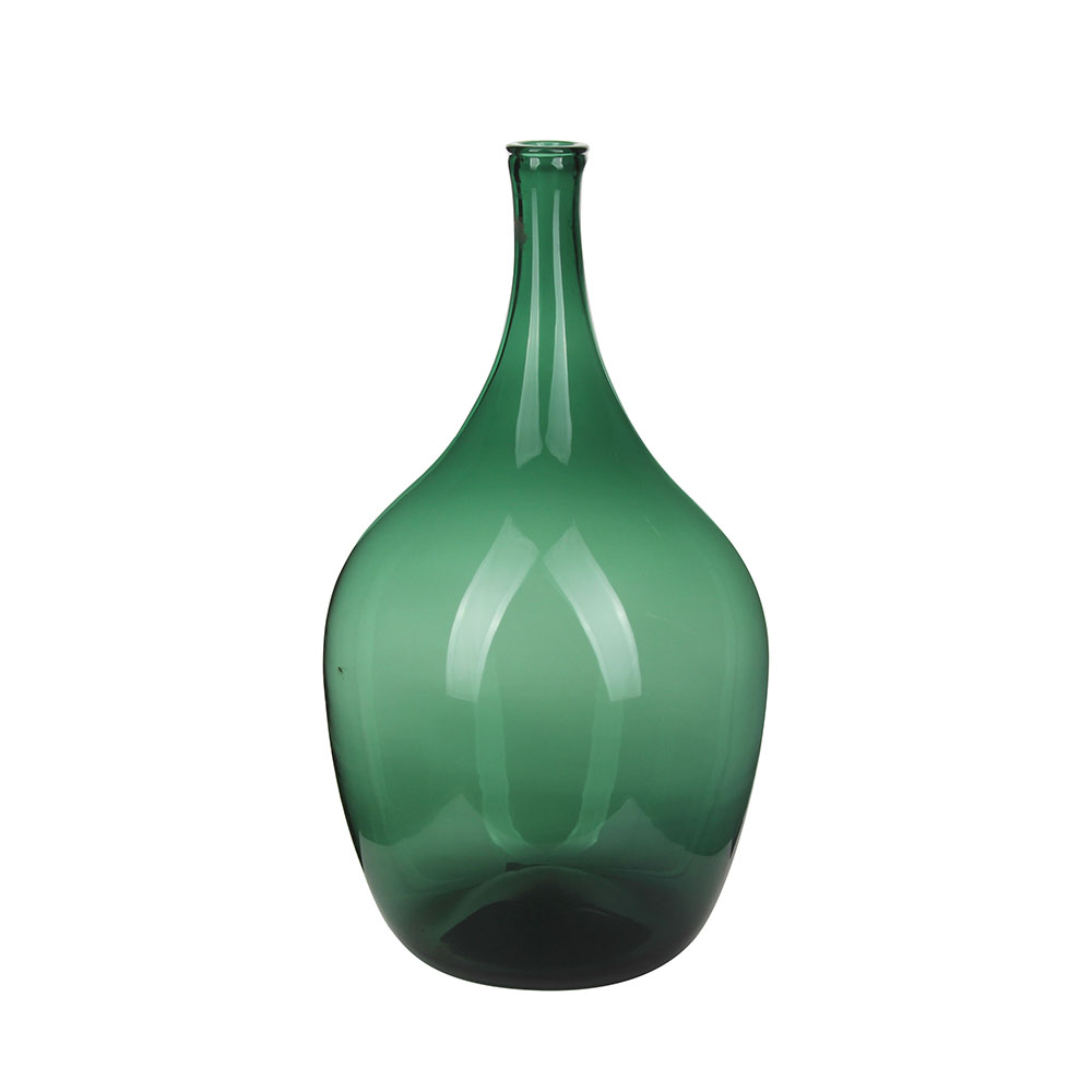 Minimalist Long - Necked Green Glass Vase
