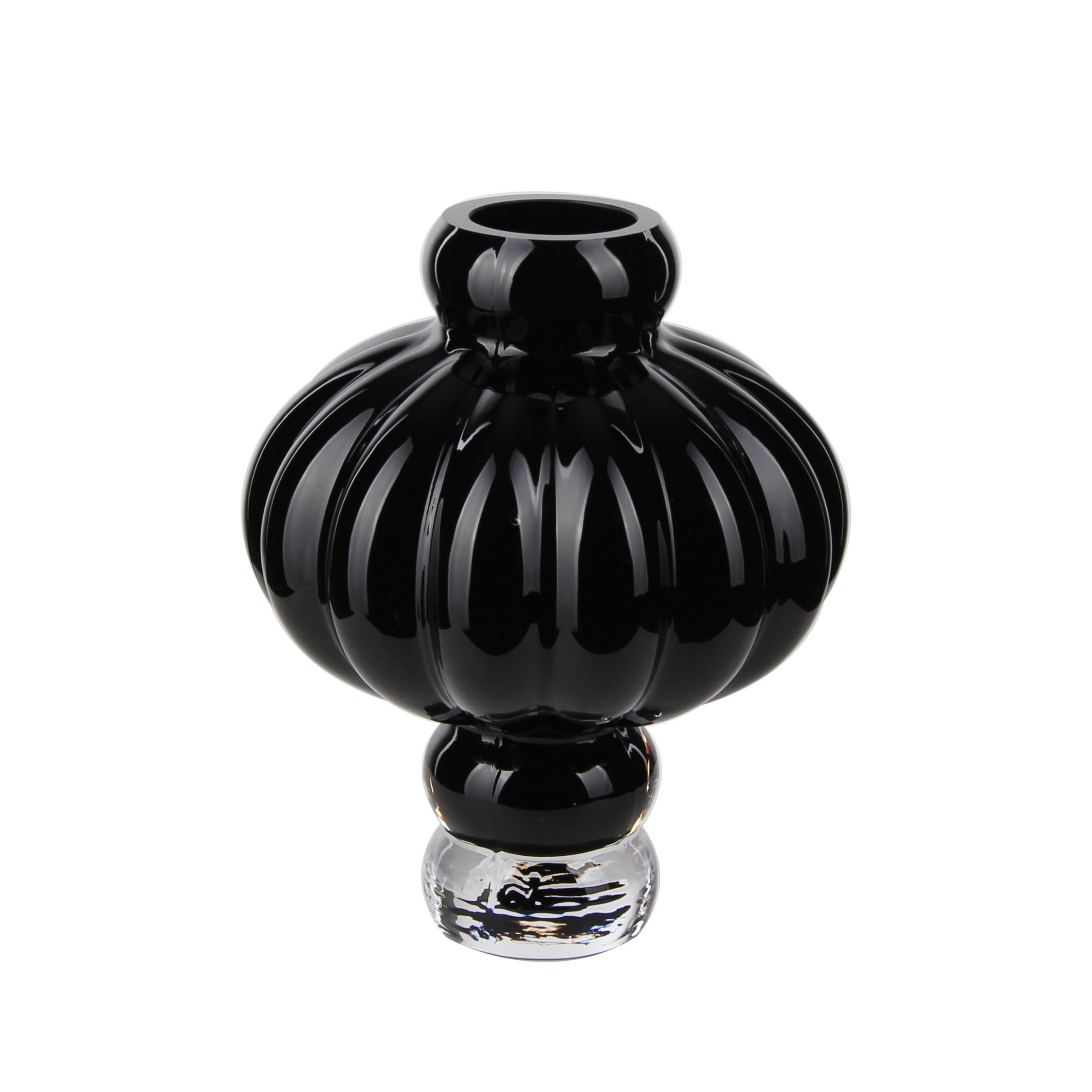Glamorous Black Ruffled Glass Vase