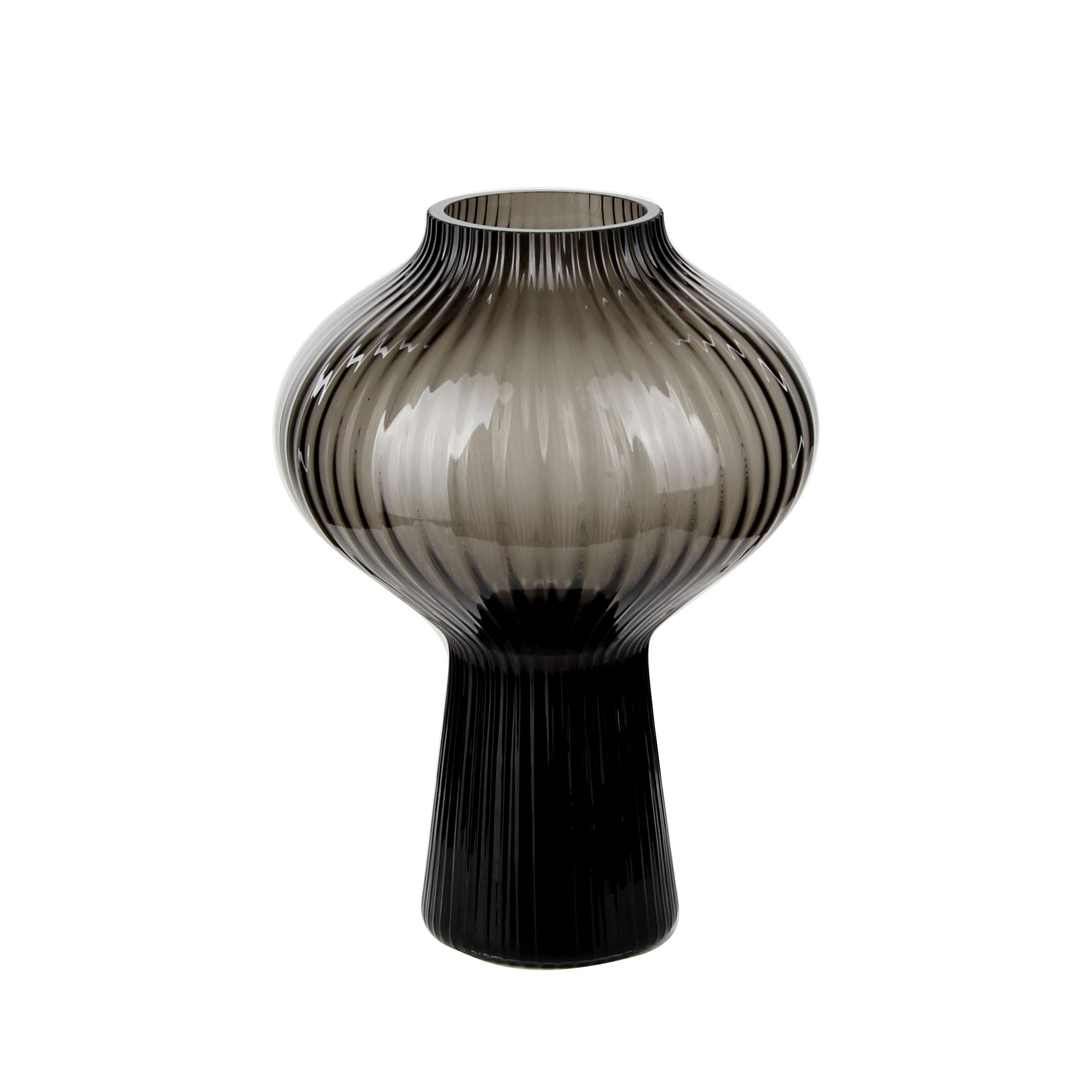 Ribbed Hourglass - shaped Glass Vase