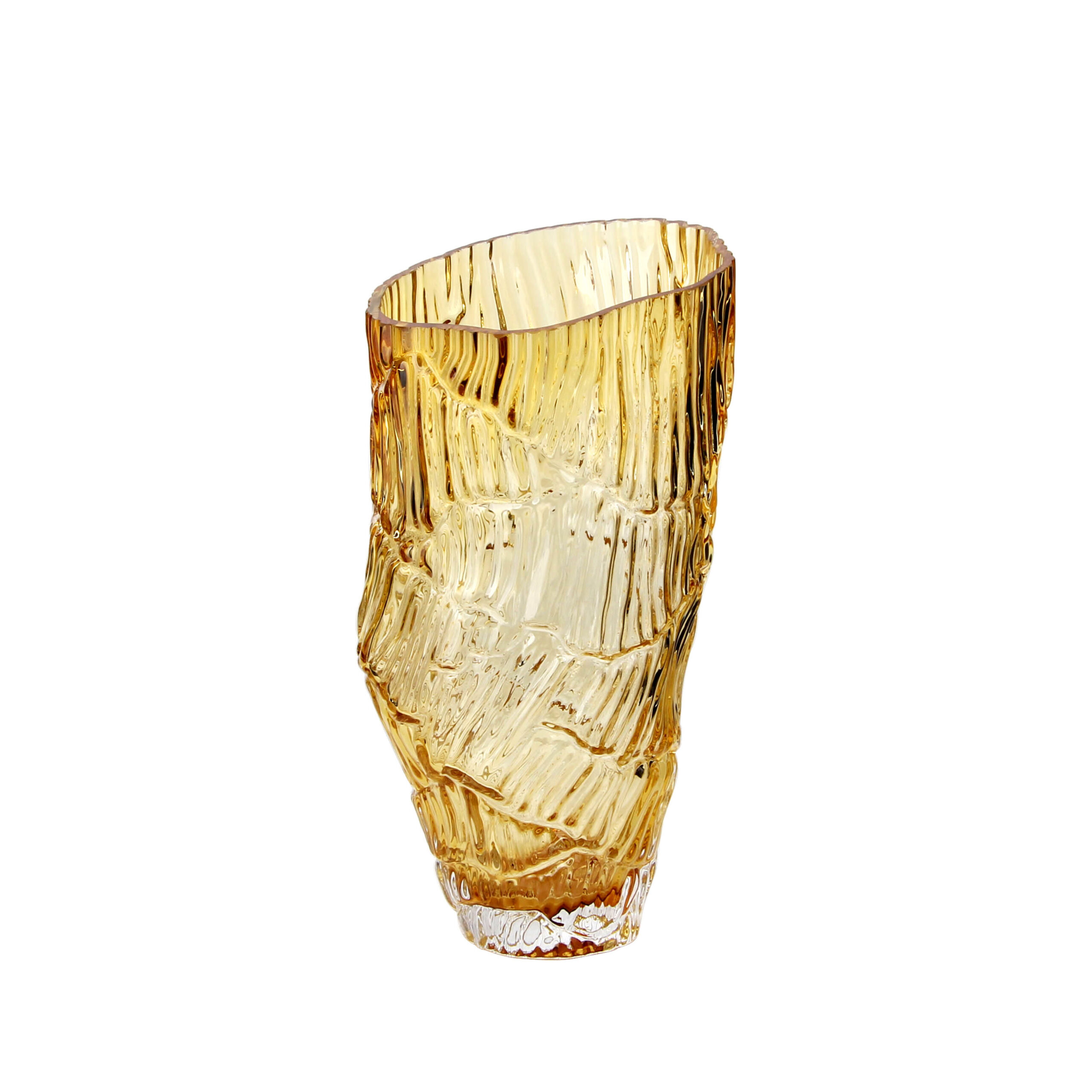 Amber - Hued Textured Glass Vase