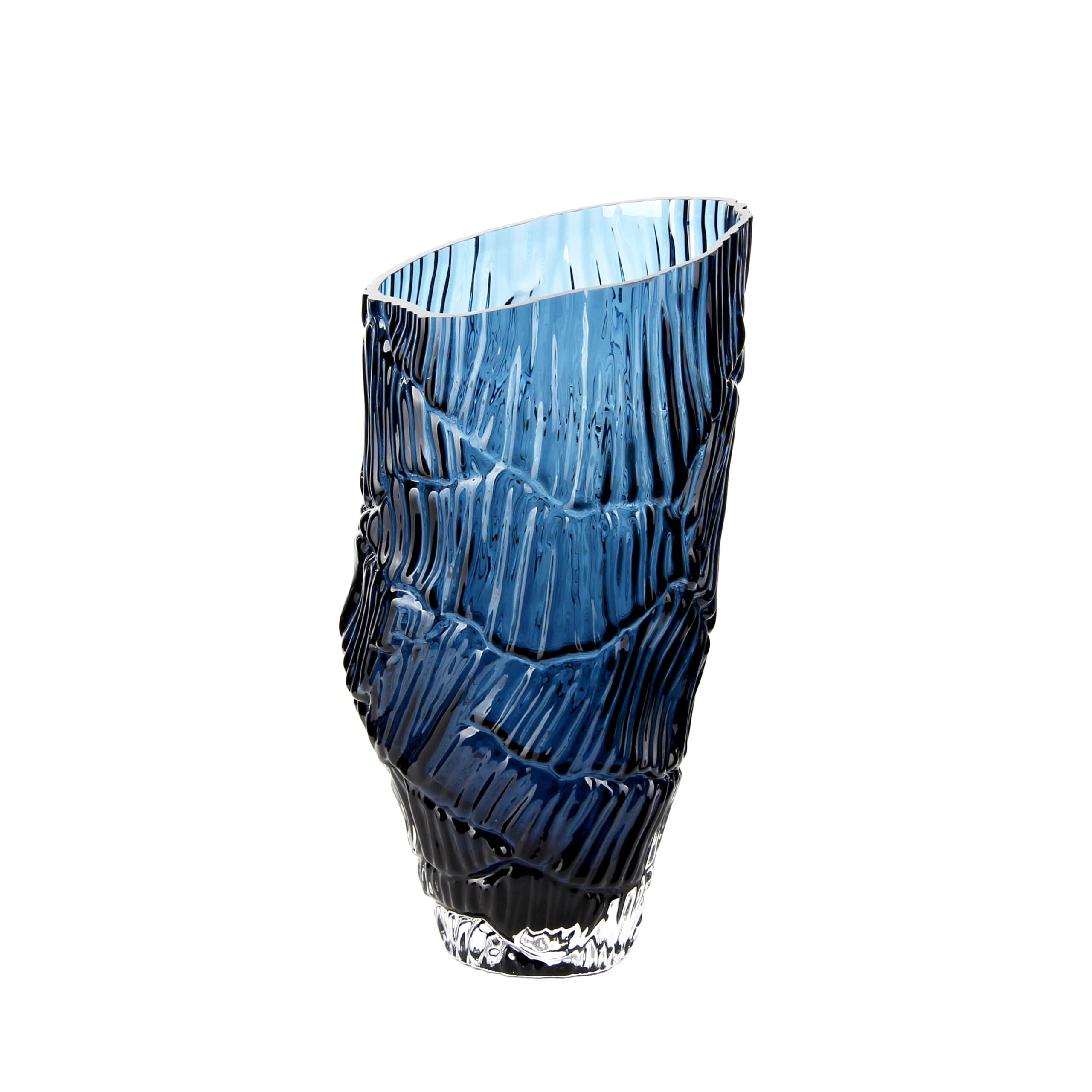 Modern Blue Glass Vase for Elegant Home Decor