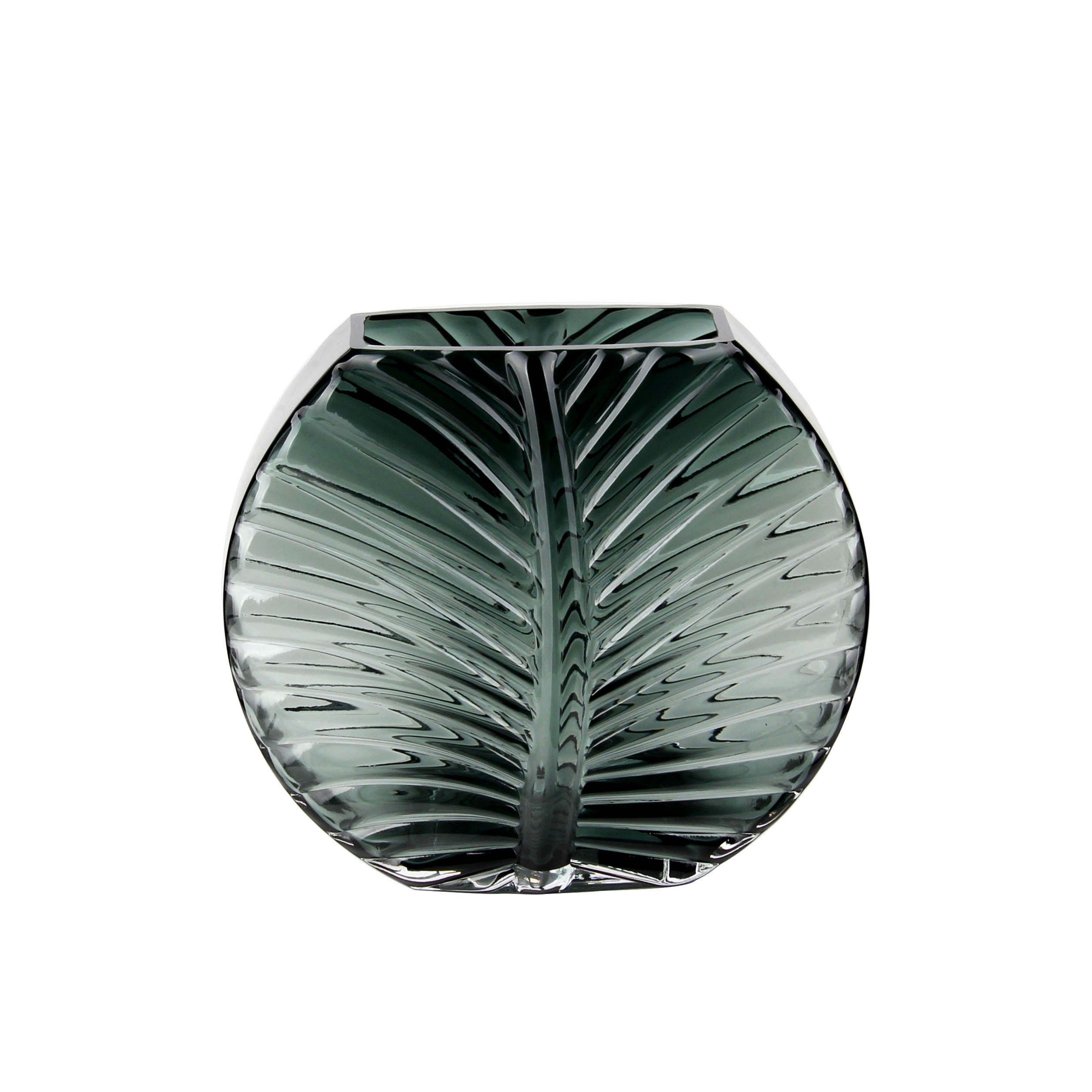 Dark Green Leaf - Shaped Glass Vase