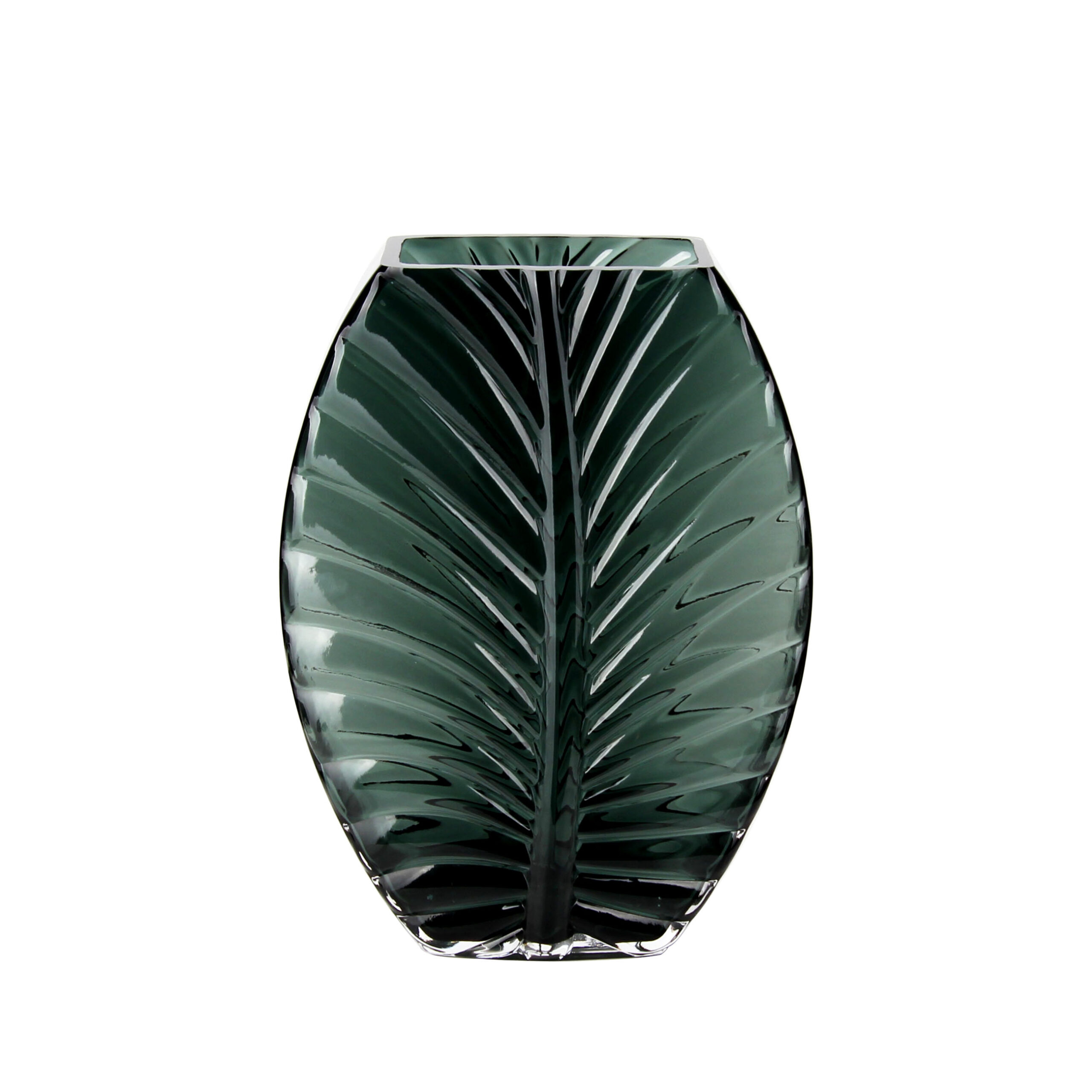 Dark Green Leaf - pattern Glass Vase
