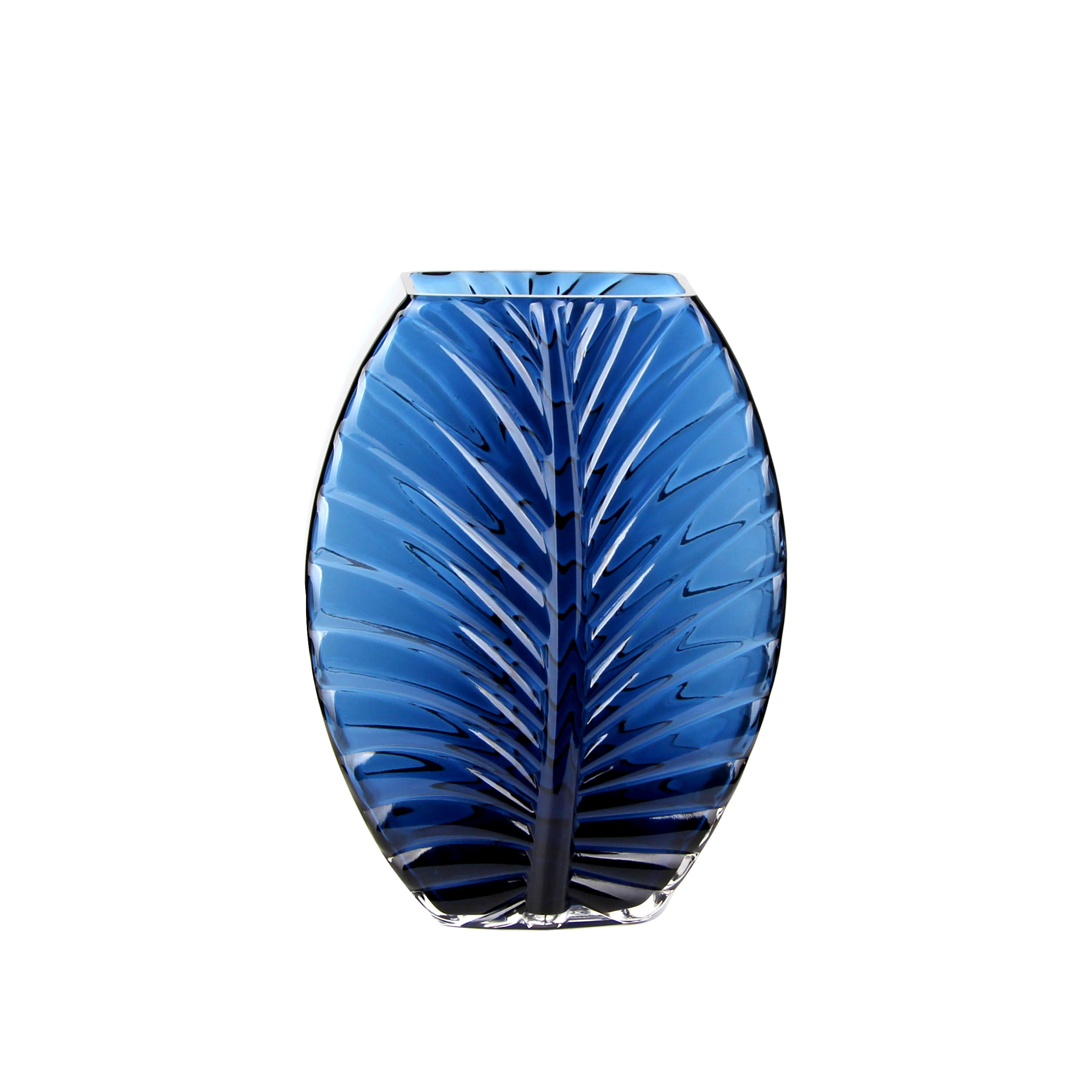 Blue Leaf - Patterned Glass Vase