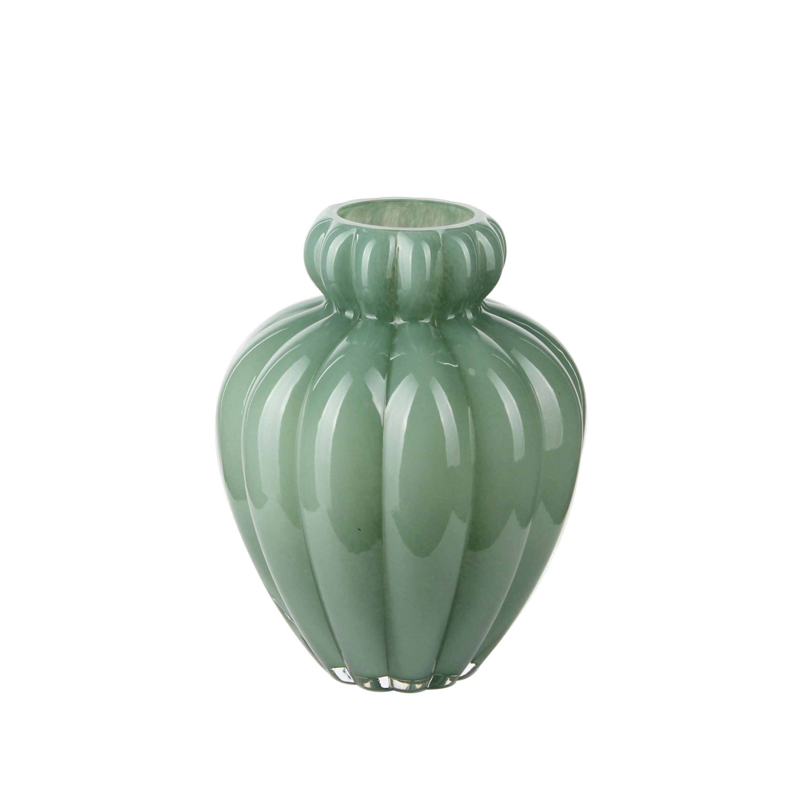 Mint Green Ribbed Glass Vase