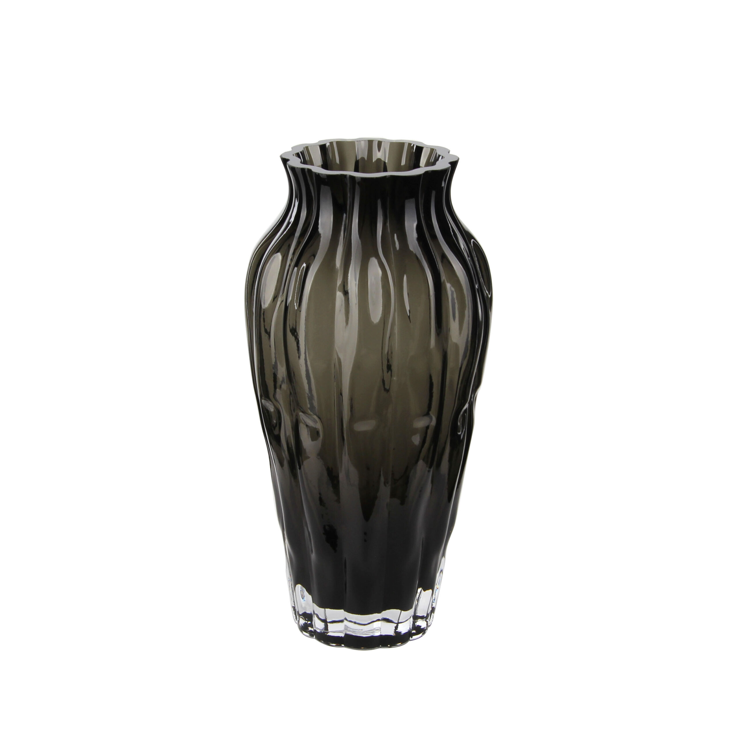 Smoky Gray Textured Glass Vase
