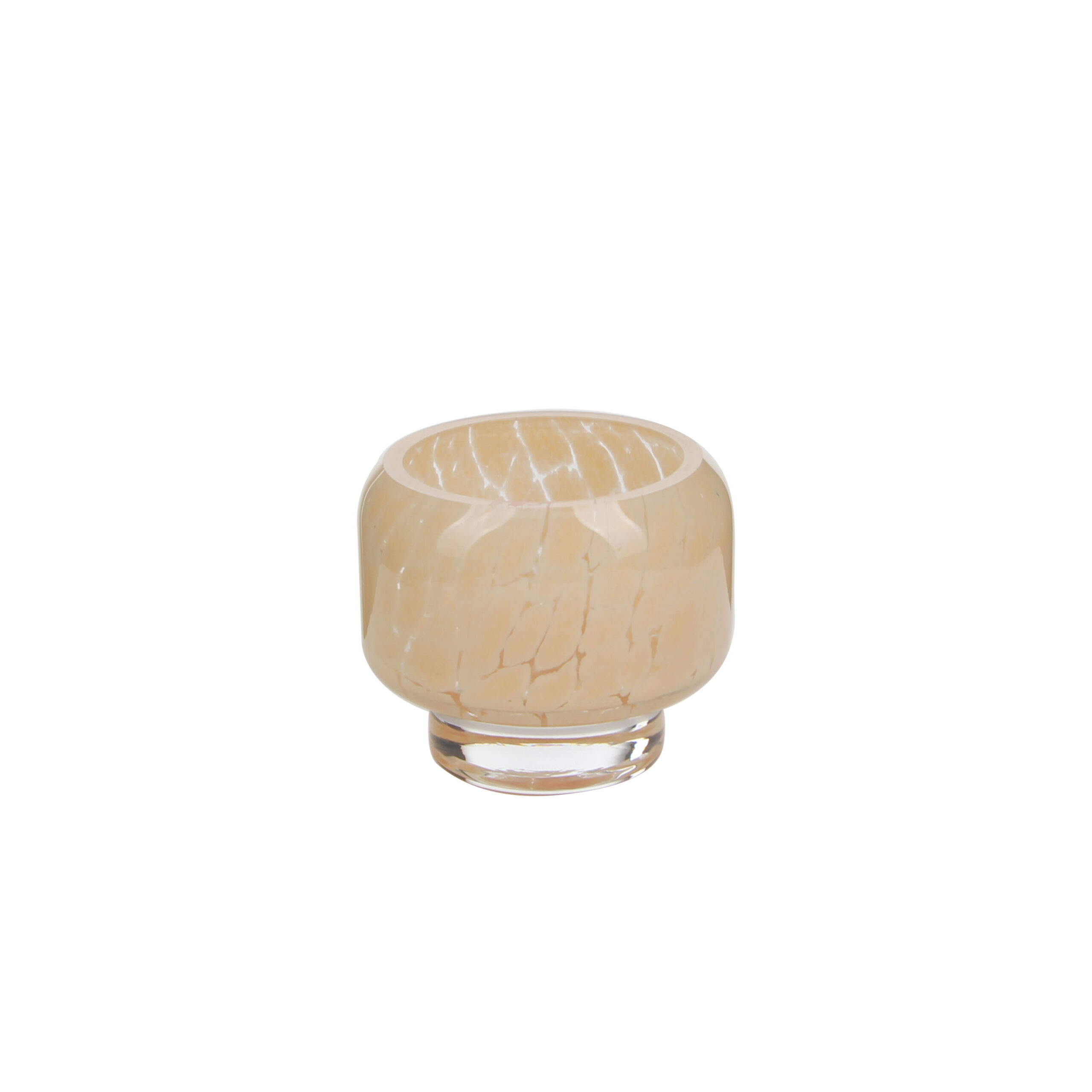 Elegant Crackle - Effect Beige Glass Tealight Holder