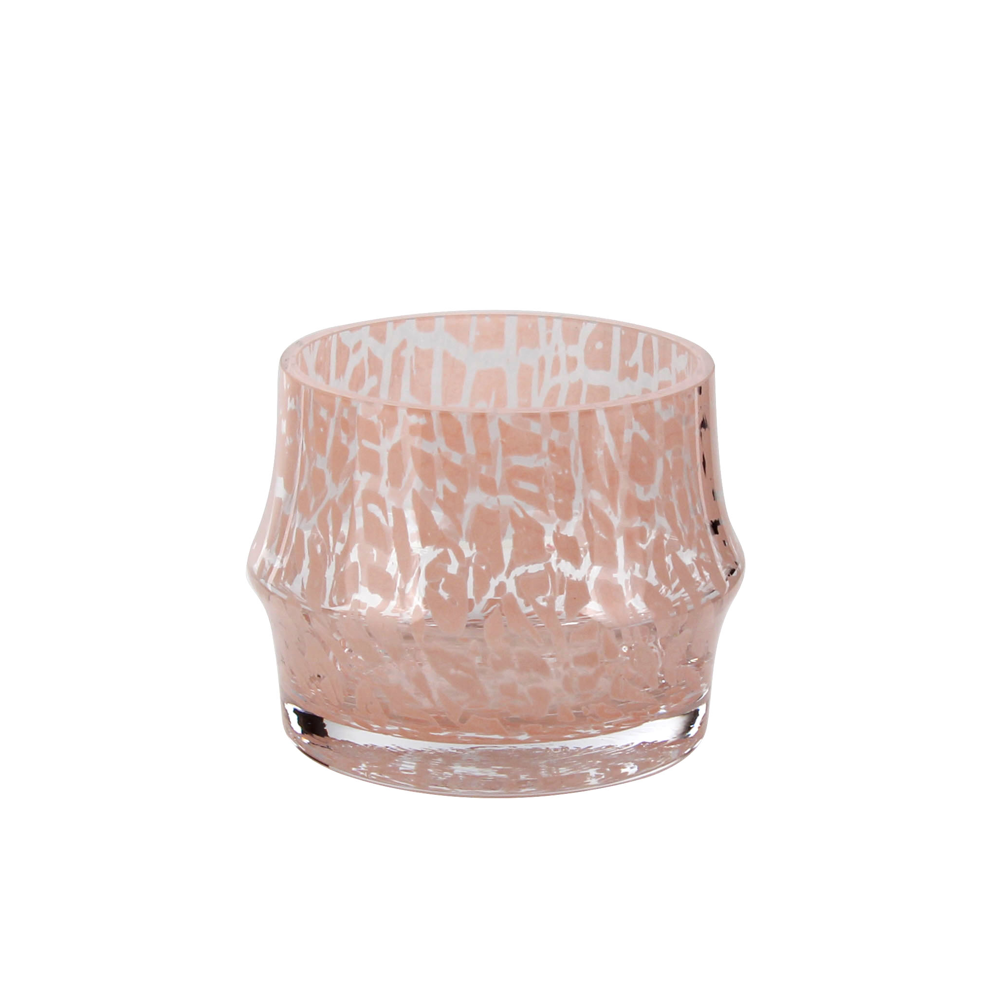 Charming Short Blush Crackle Glass Vase