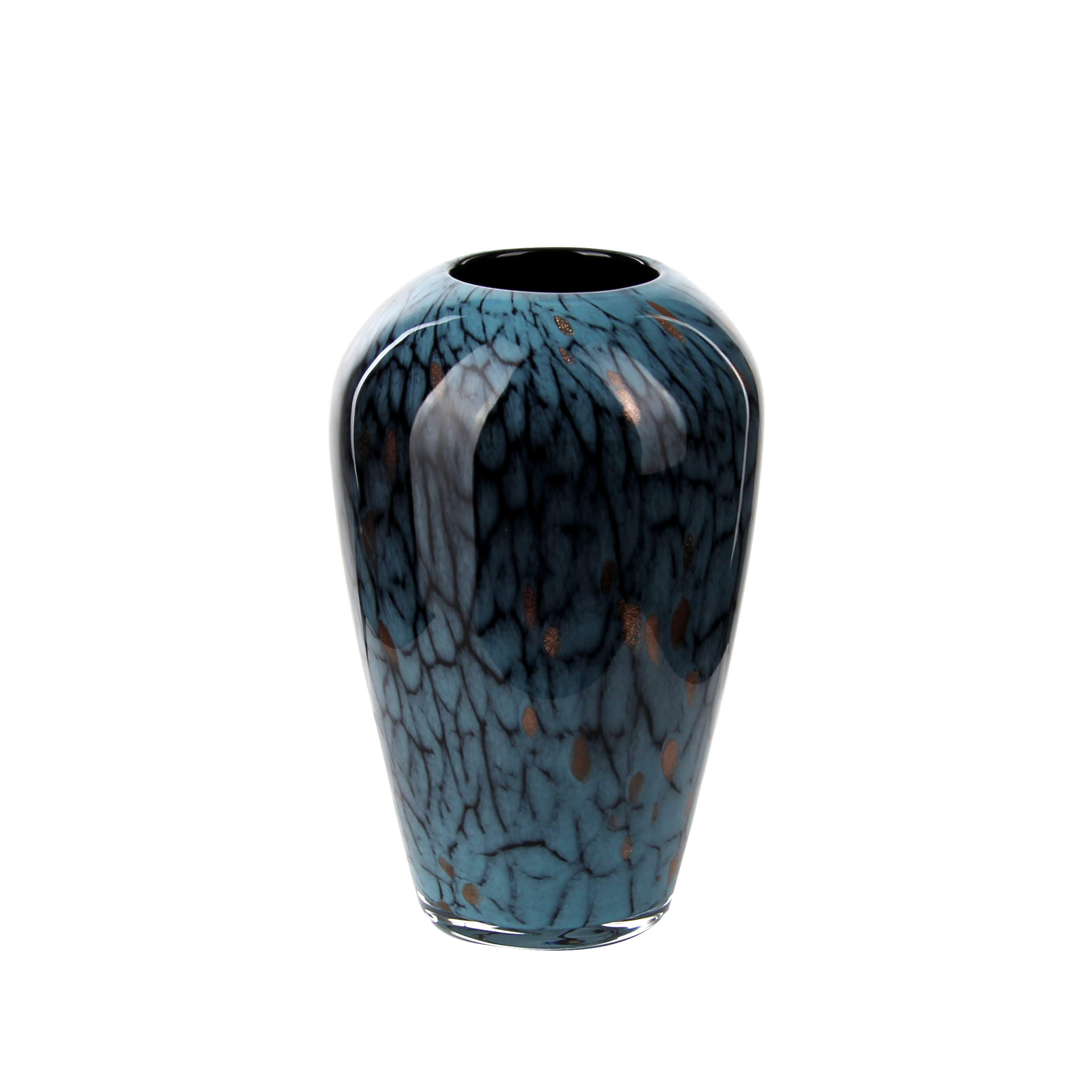 Stylish Small Blue - Black Crackle Glass Vase