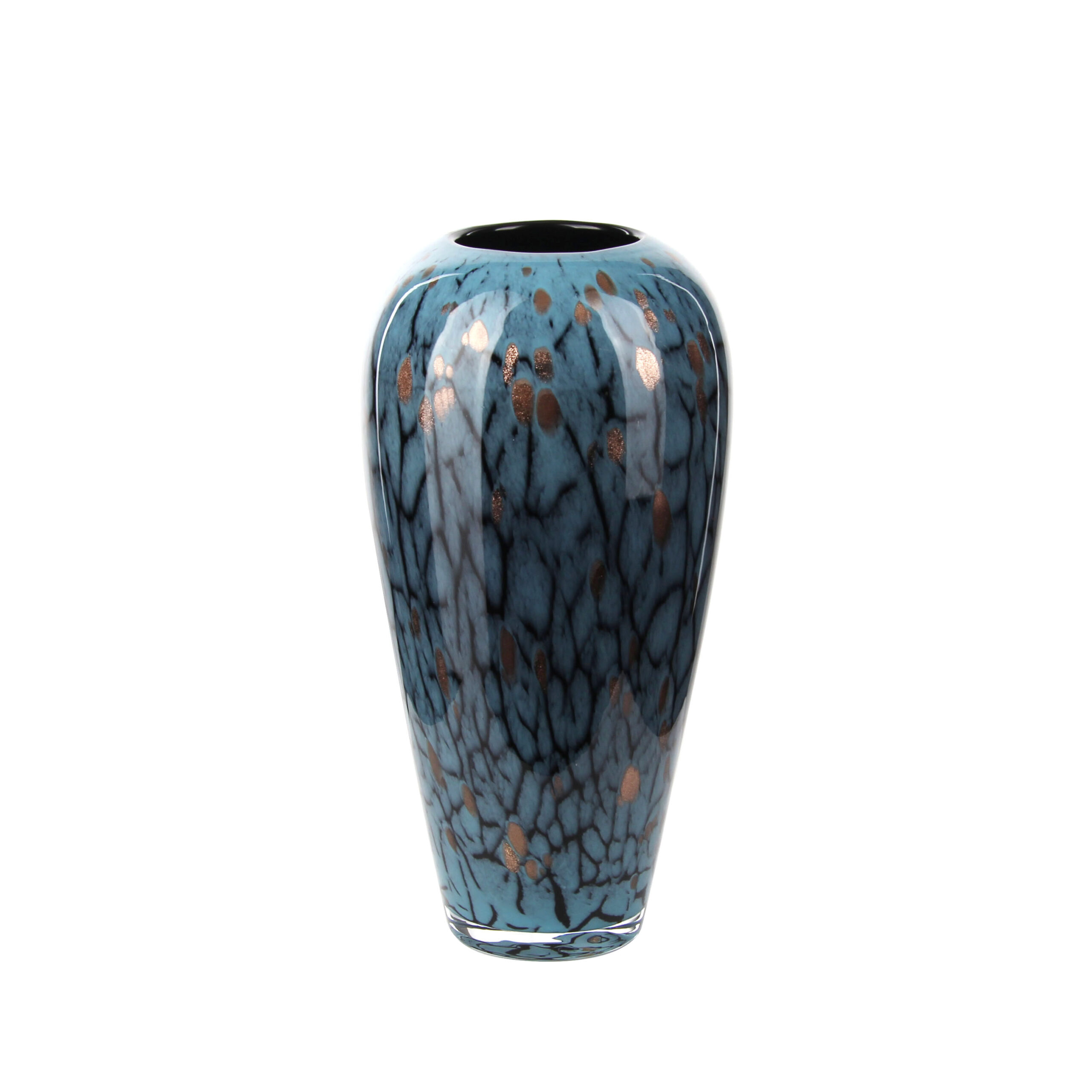 Gorgeous Large Blue - Black Crackle Glass Vase