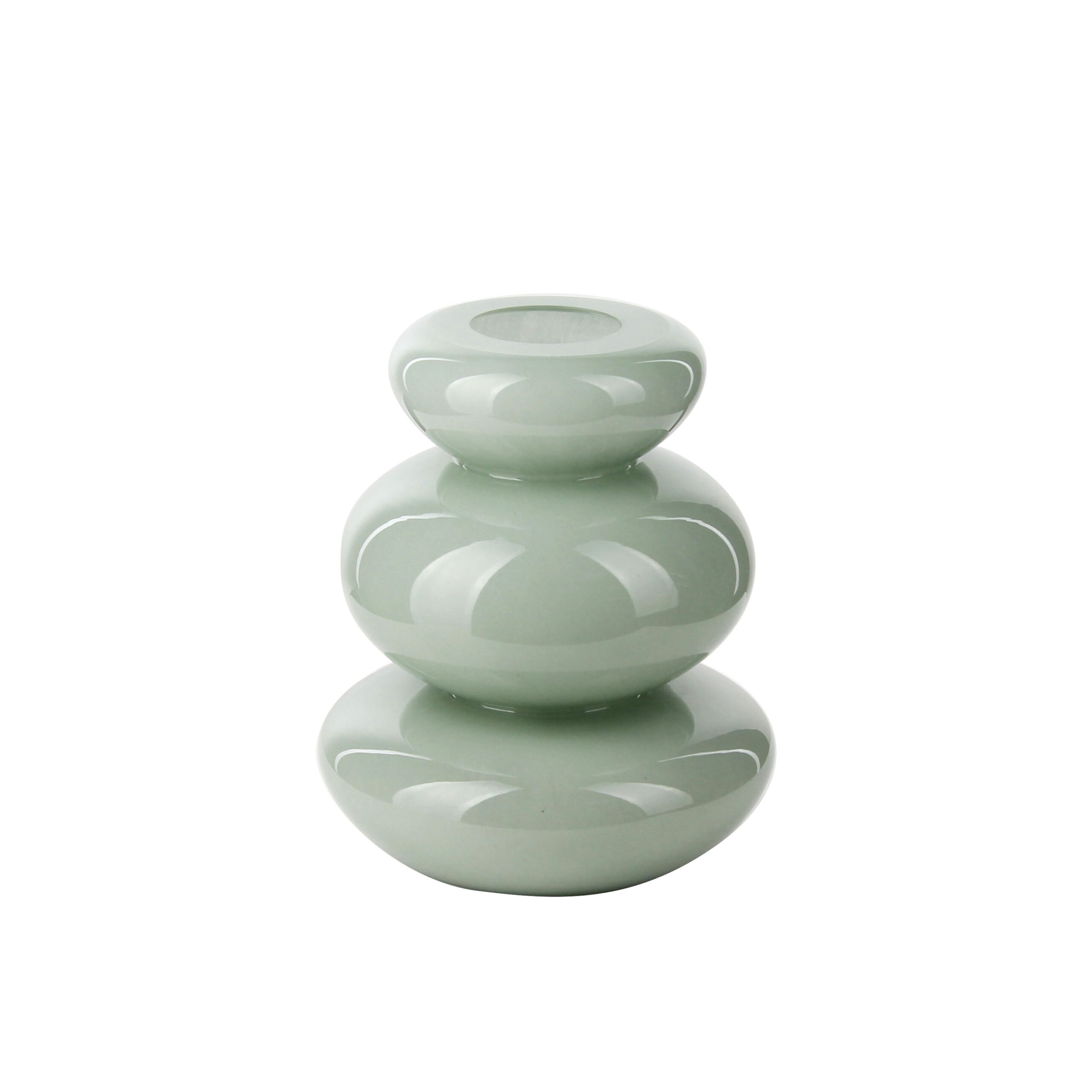 Elegant Jade - Colored Stacked Glass Vase for Home Decor