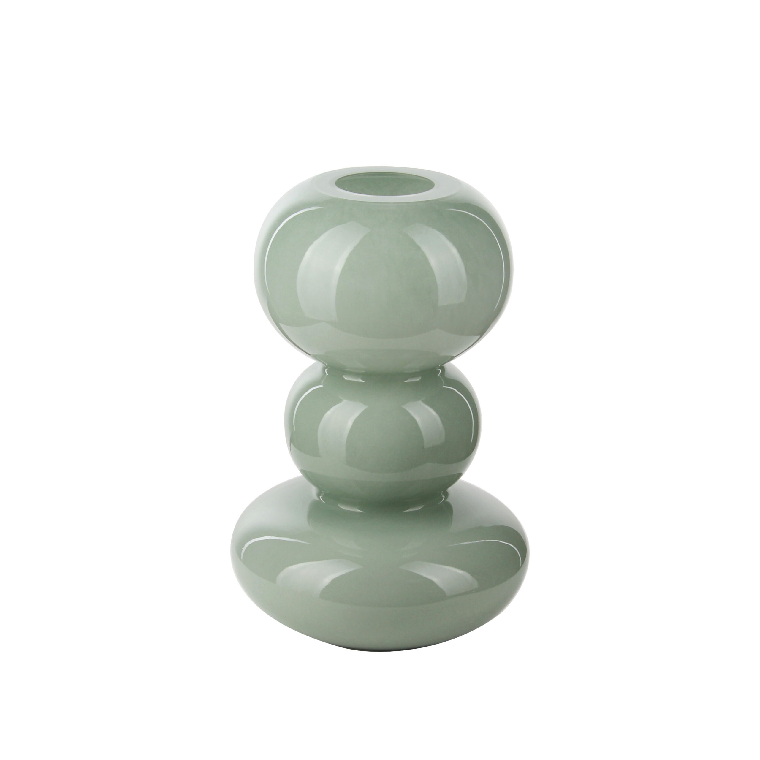 Elegant Jade - Colored Stacked Glass Vase for Home Decor