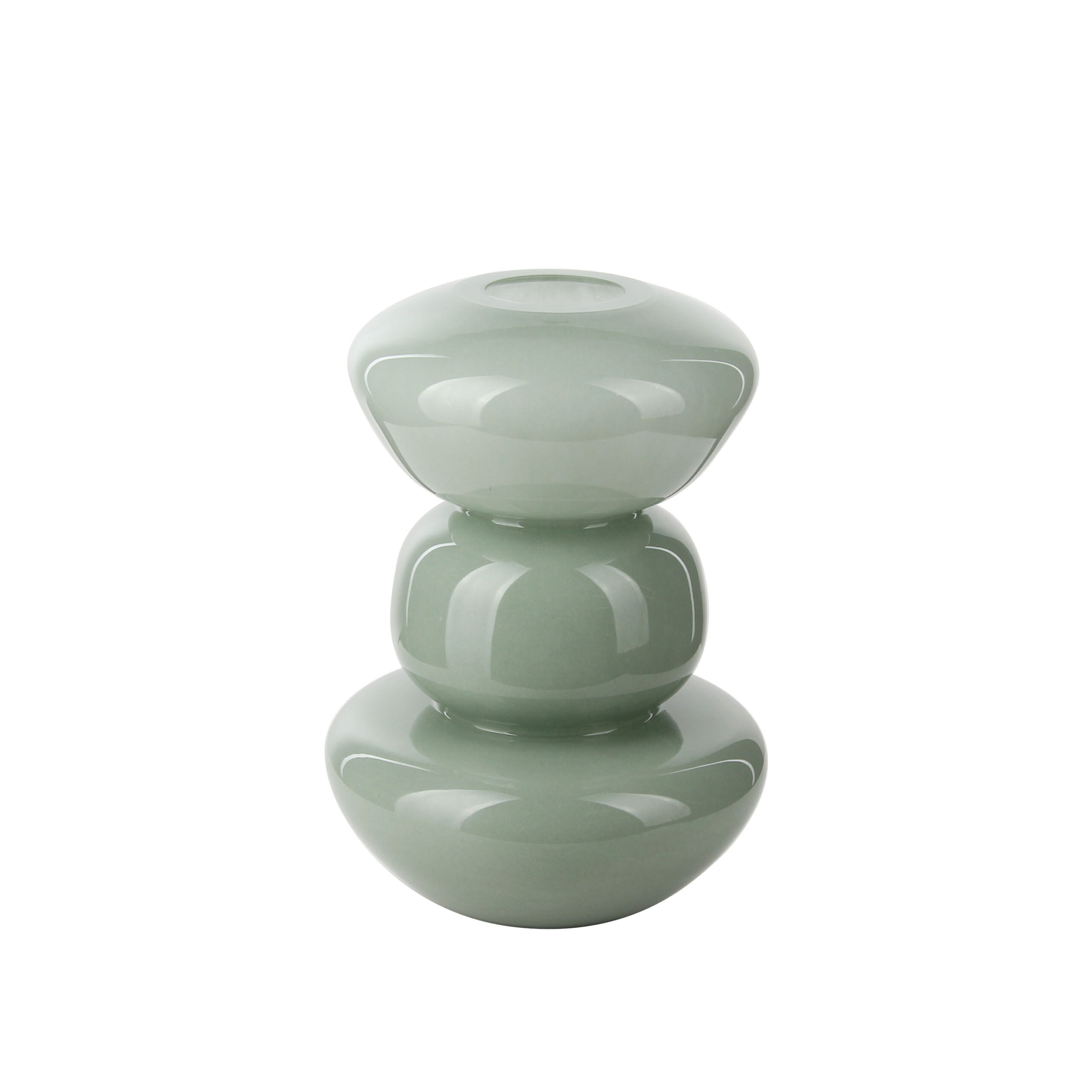 Elegant Jade - Colored Stacked Glass Vase for Home Decor