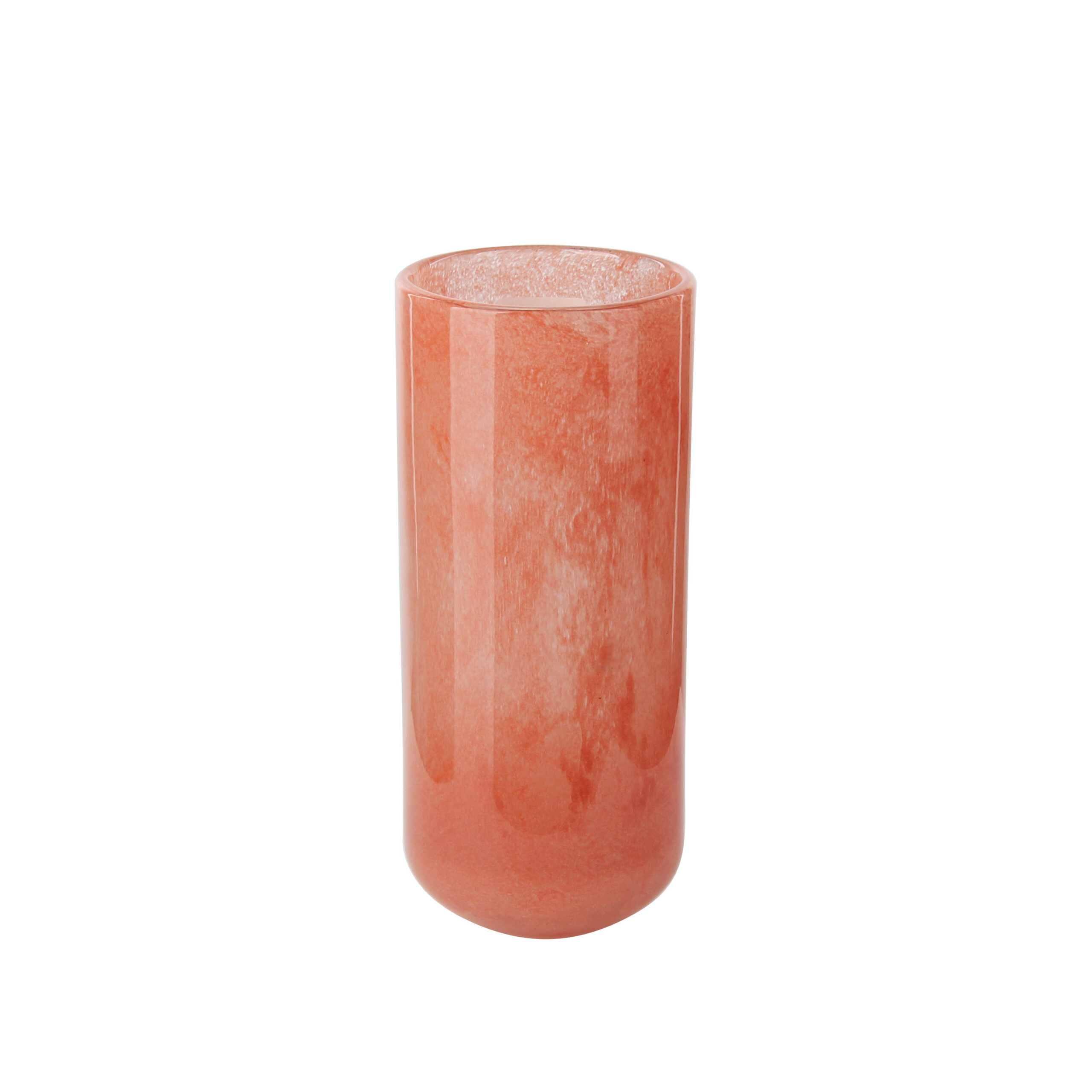 Elegant Coral - Toned Cylindrical Glass Vase for Home