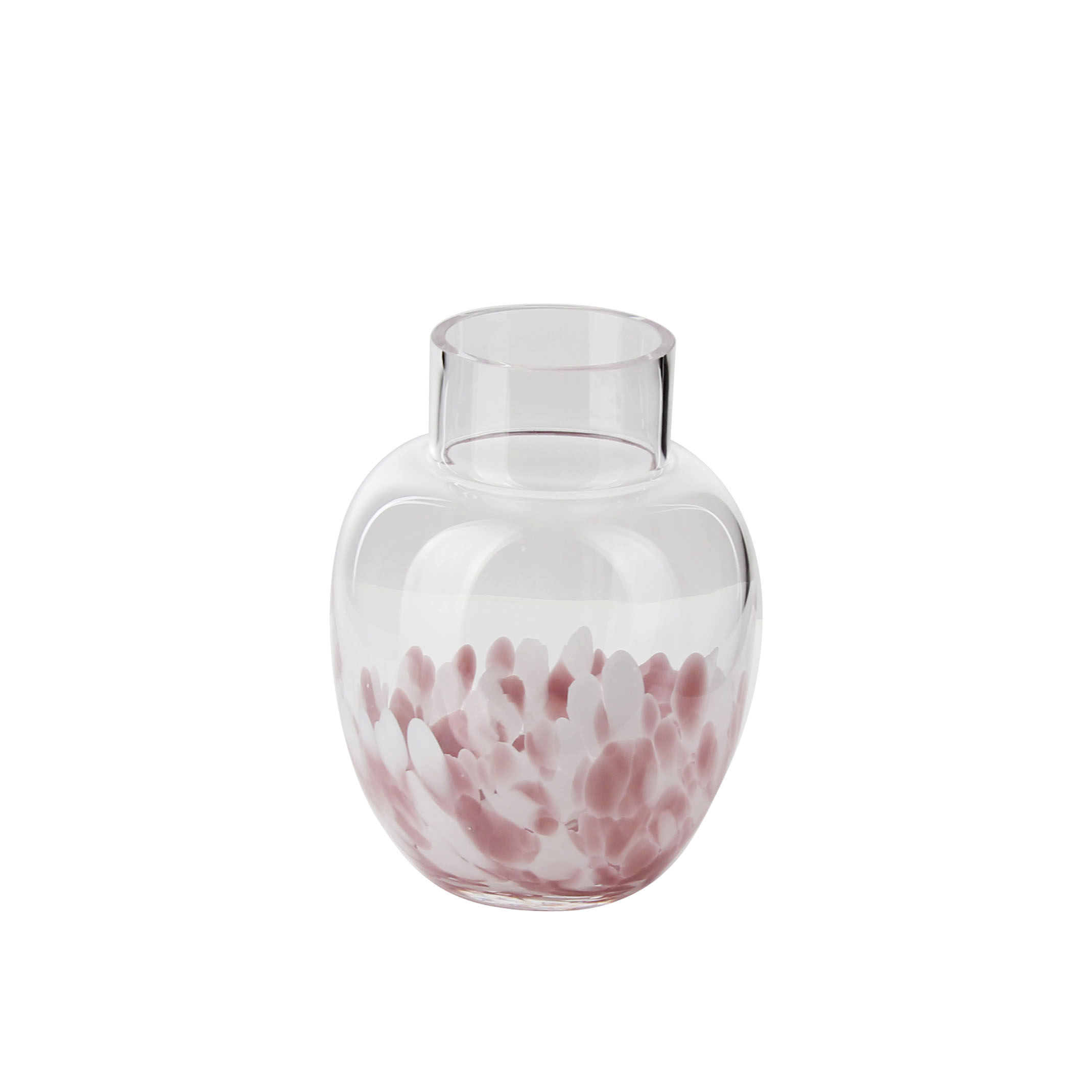 Charming Clear Glass Vase with Pink Dot Pattern