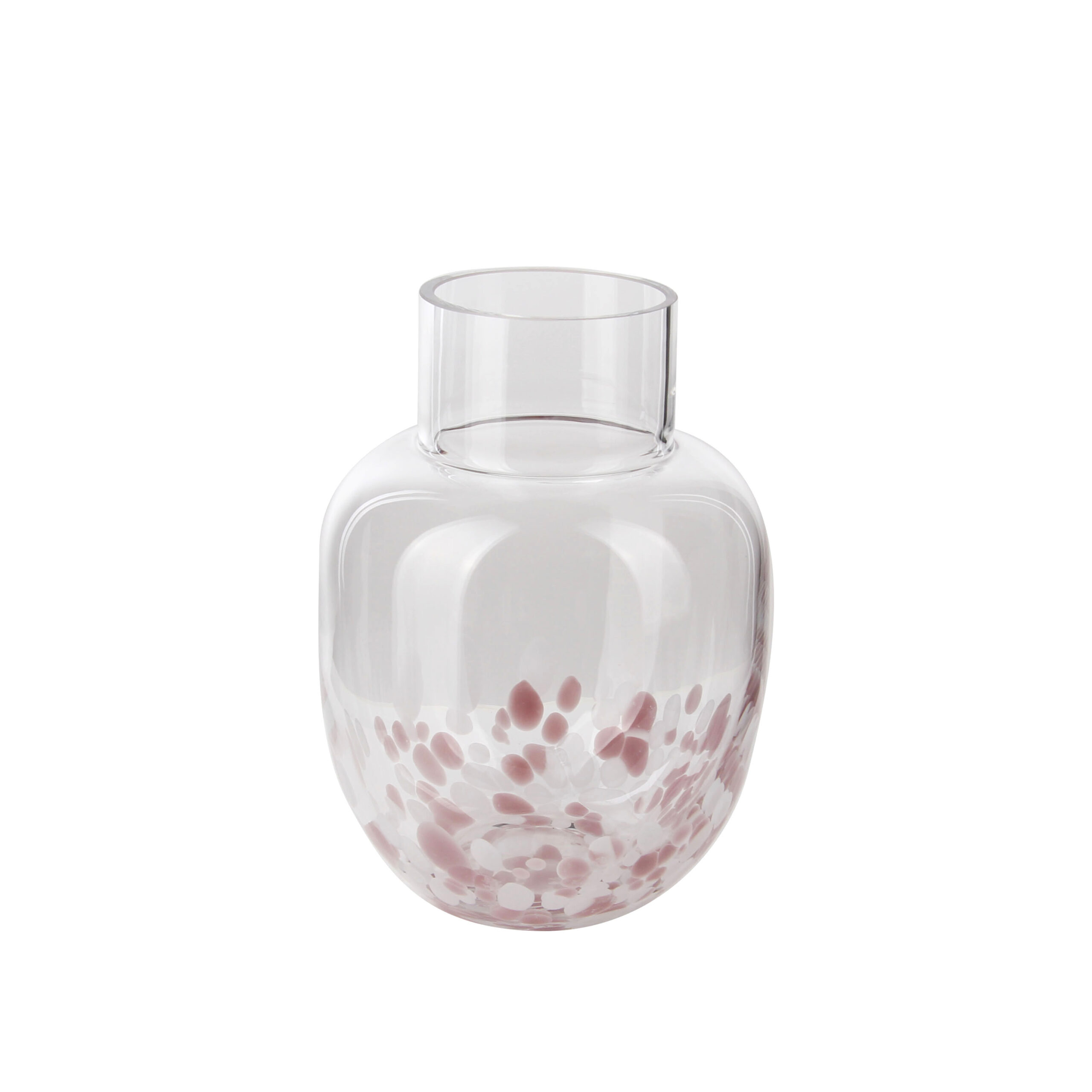 Charming Clear Glass Vase with Pink Dot Pattern