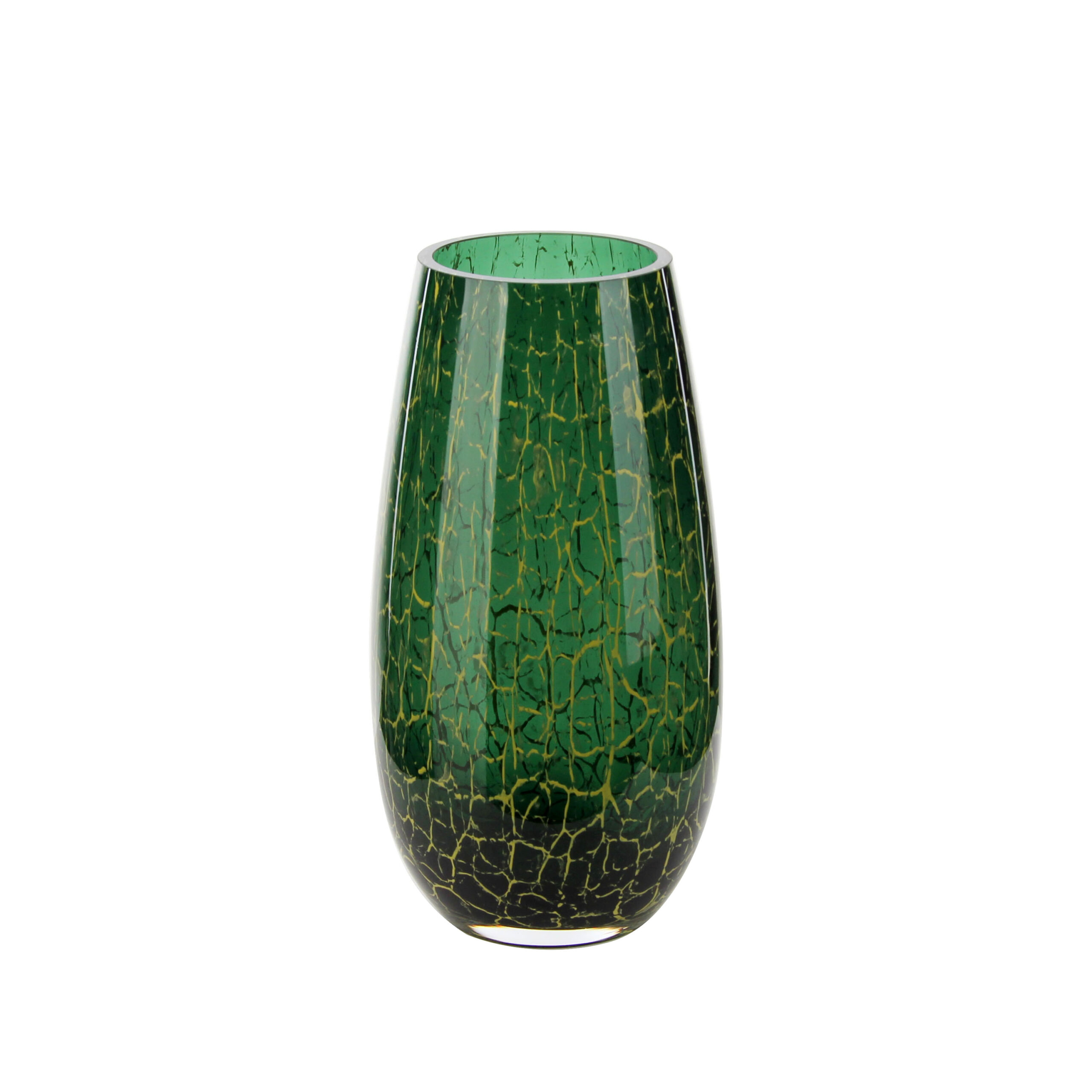 Stunning Green Crackle - Effect Glass Vase