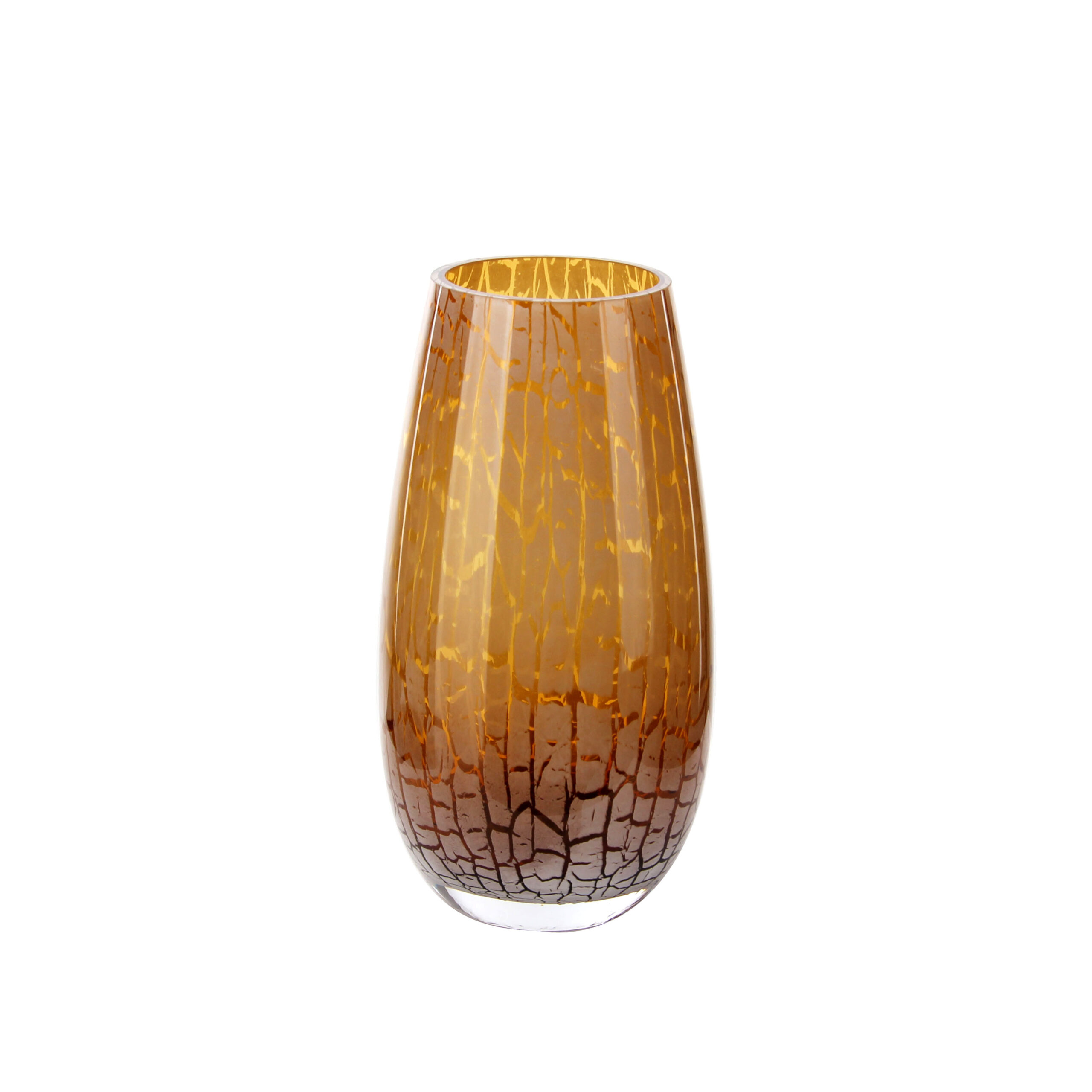 Gorgeous Amber Crackle Glass Vase