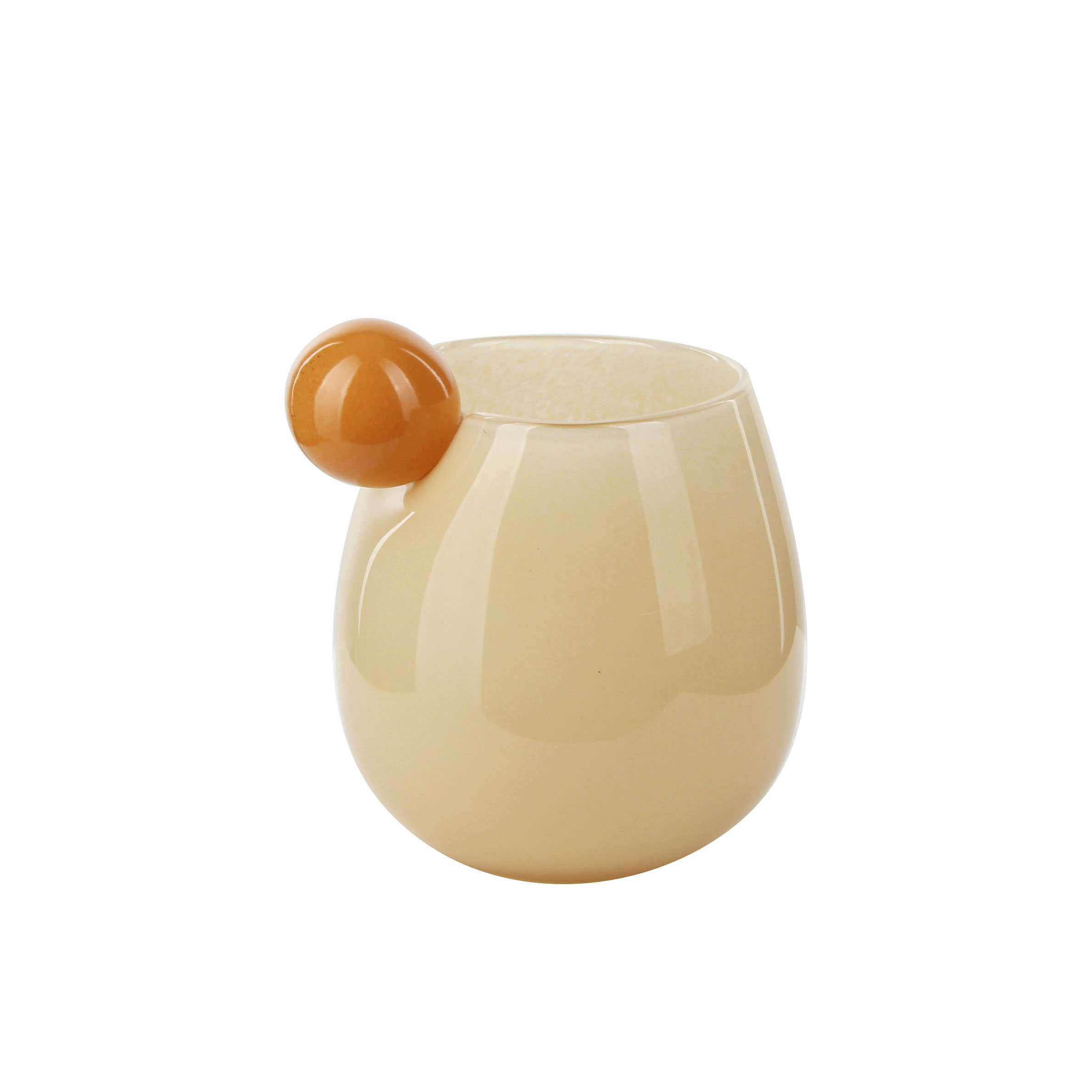 Sleek Beige Glass Vase with Vibrant Orange Sphere