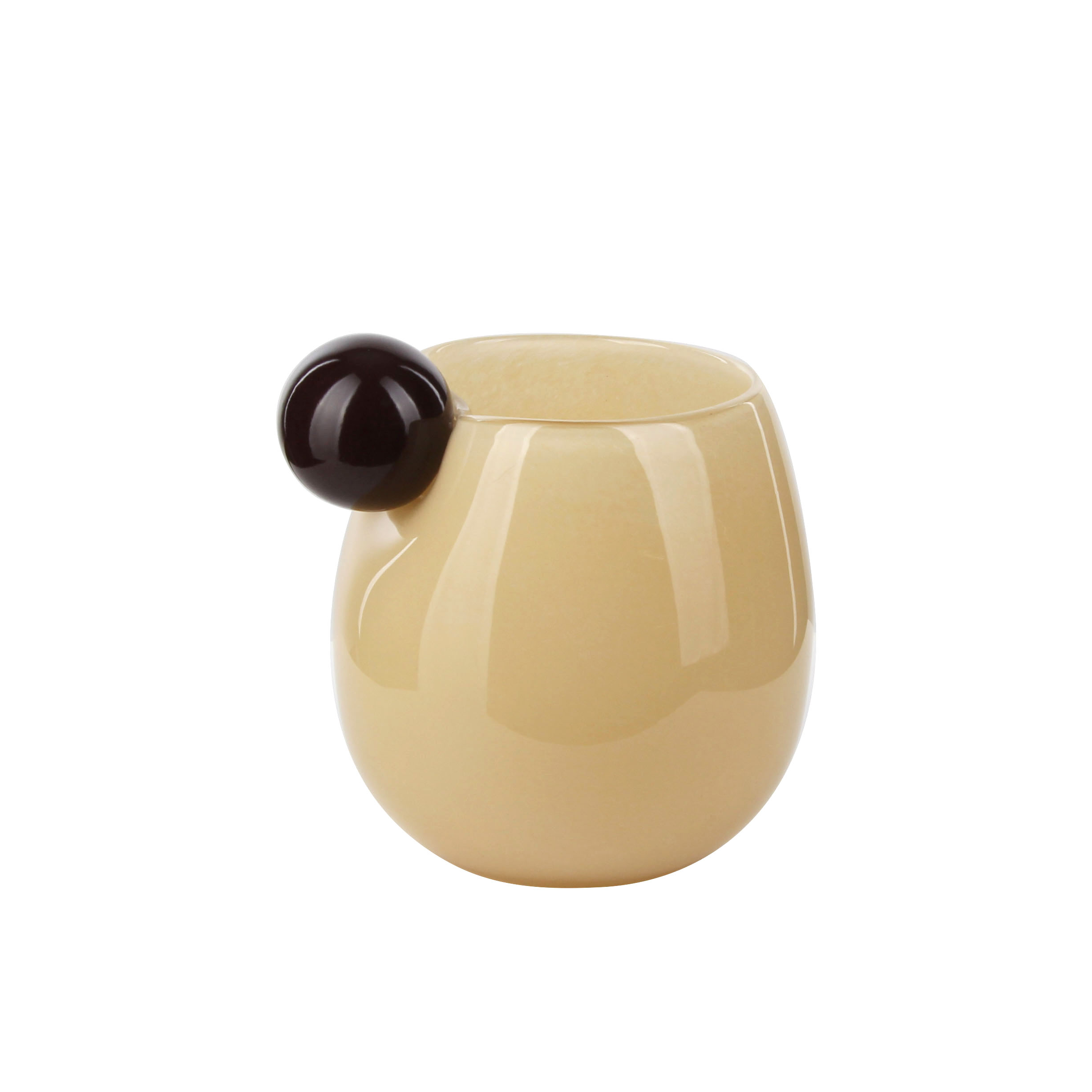 Elegant Beige Glass Vase with Sophisticated Black Sphere
