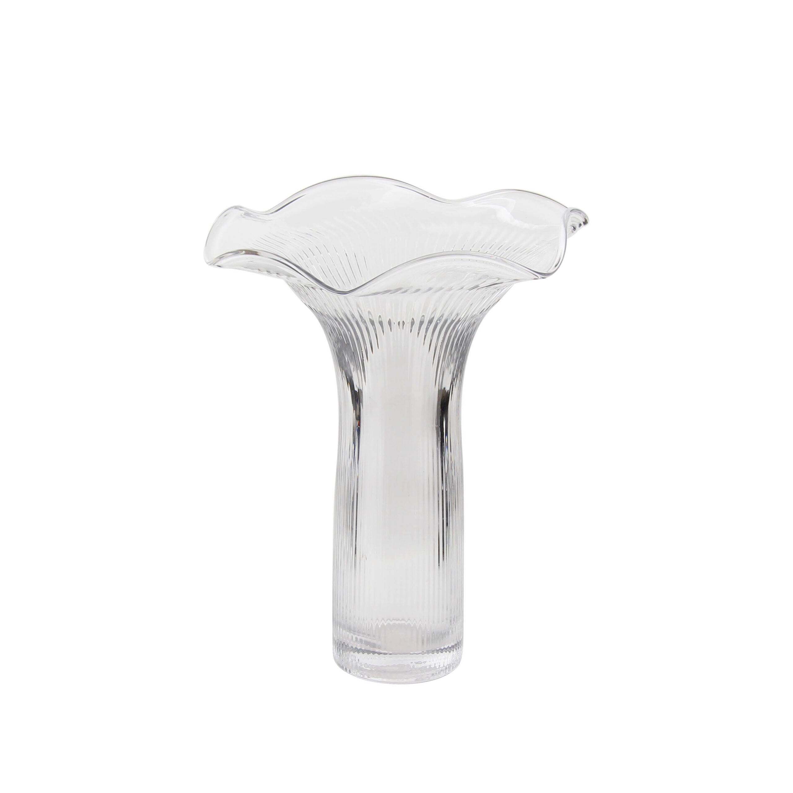 Elegant Ruffled Clear Glass Vase for Home Decor