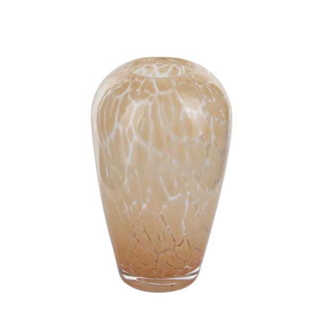 Charming Short Beige Crackle Glass Vase