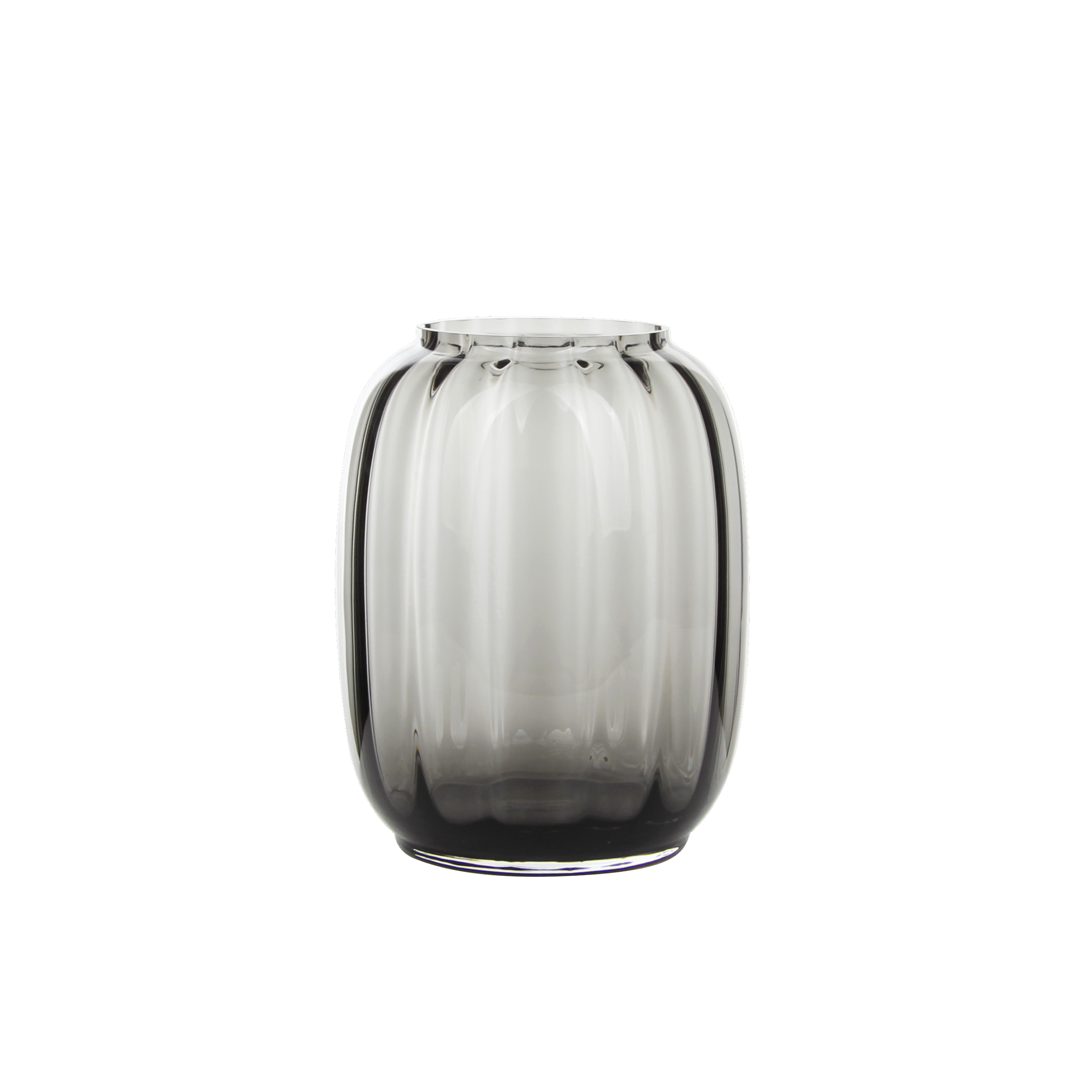 Elegant Smoky - Gray Ribbed Glass Vase in Two Sizes for Home Styling