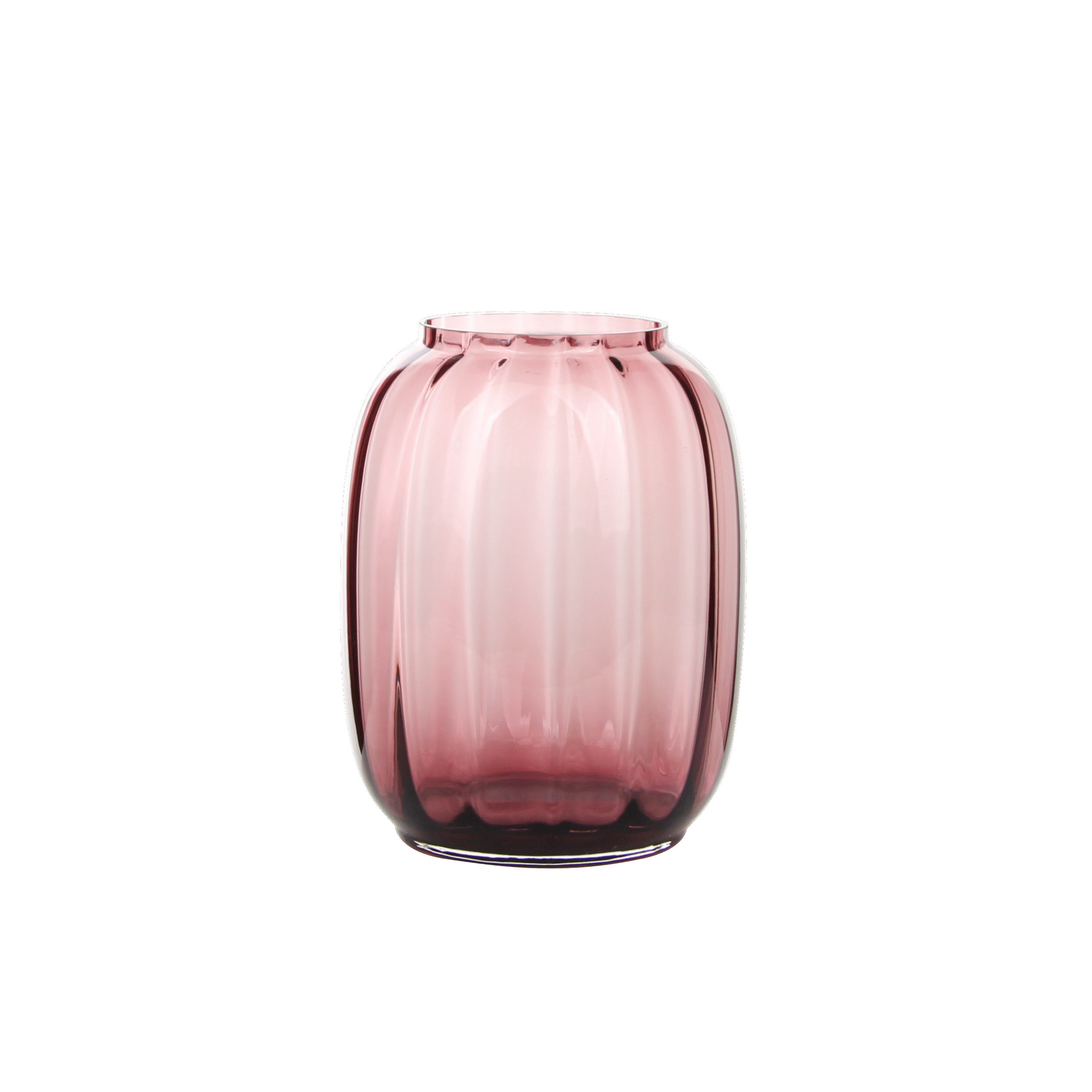 Ethereal Radiance: Vertical Ribbed Glass Vase in Blush Pink (2 Sizes Available)