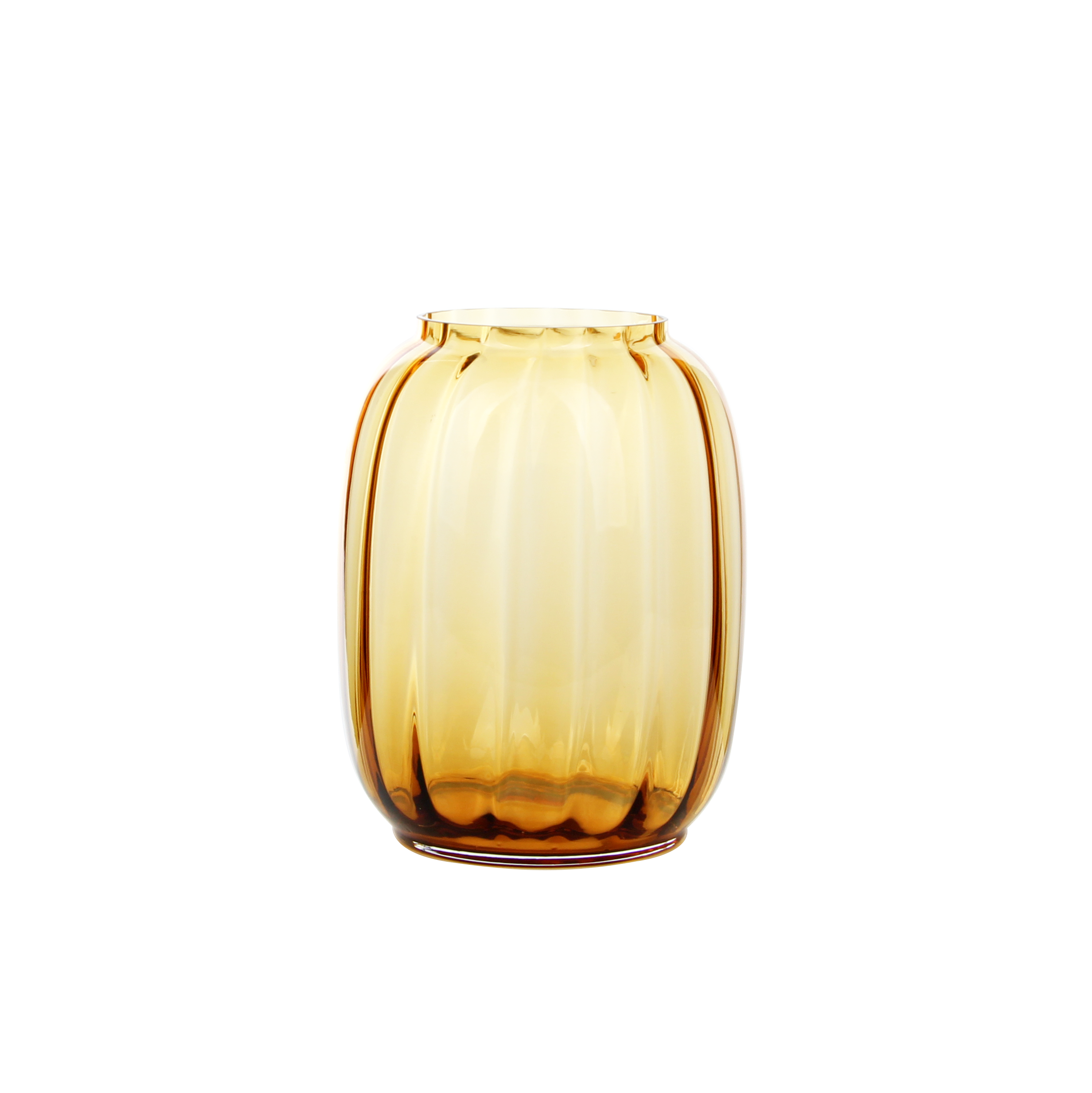 Ethereal Amber Ribbed Vase - Dual Sizes for Timeless Elegance