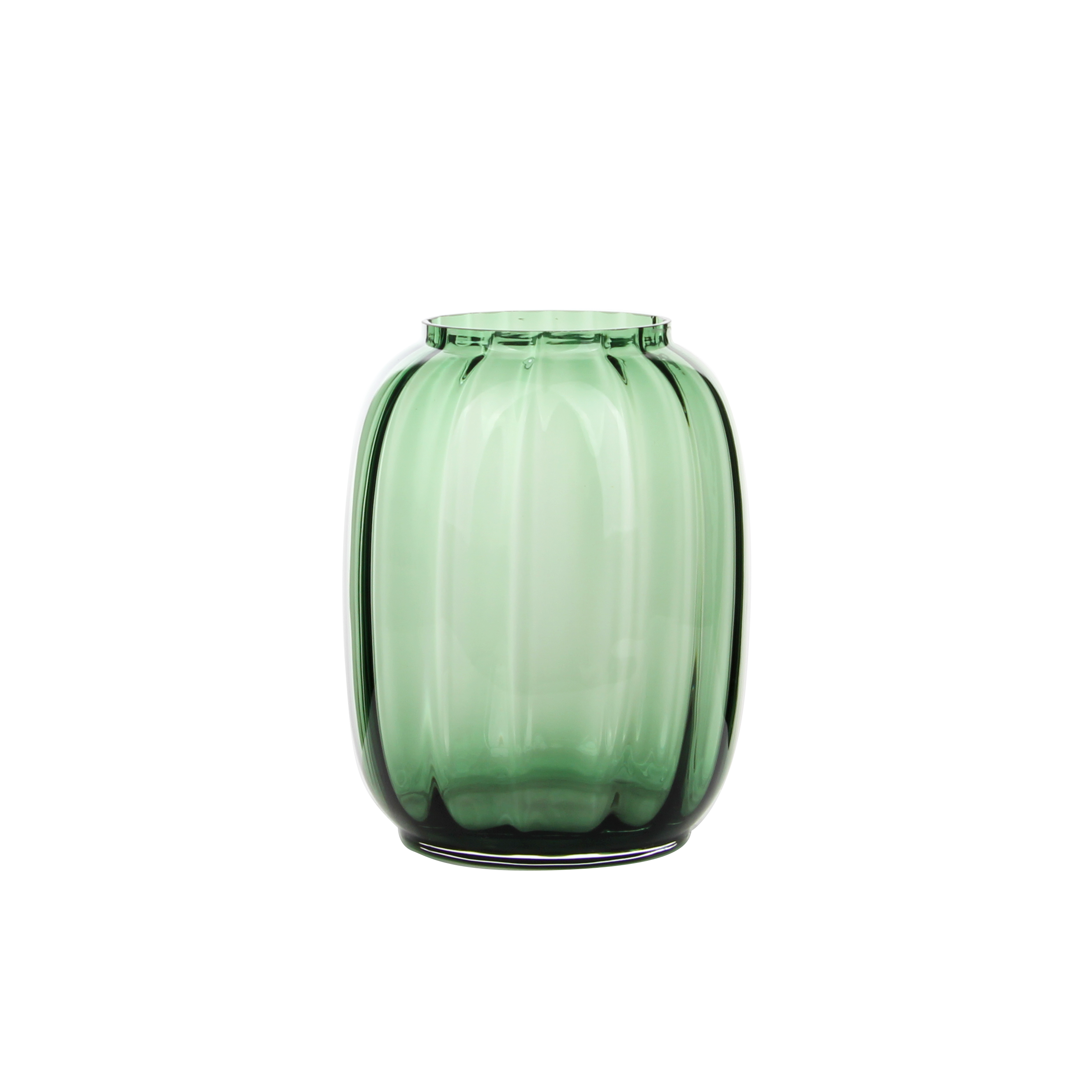Emerald Ribbed Elegance: Dual-Sized Glass Vase for Modern Living