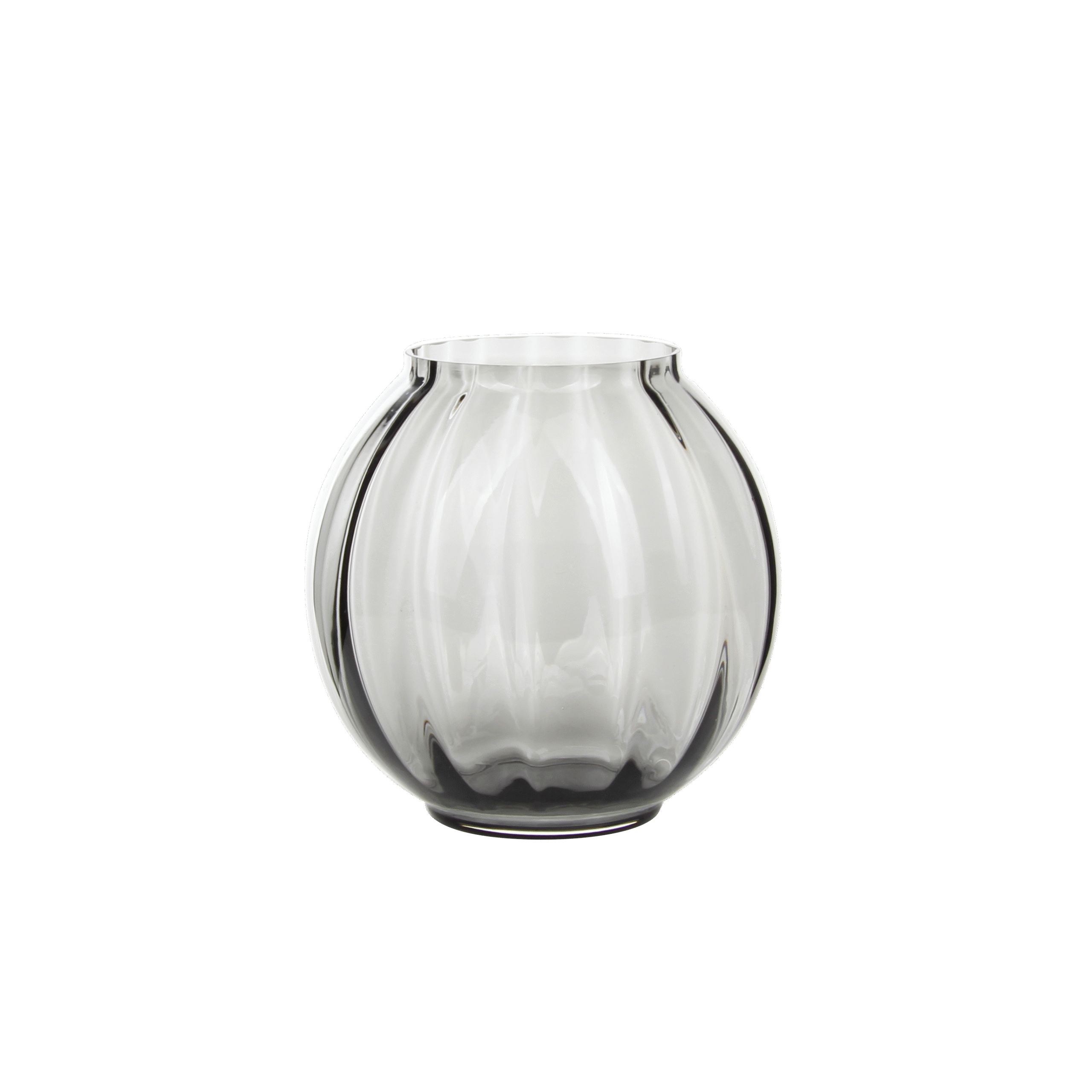 Ethereal Smoke-Gray Vertical Ribbed Glass Vase - Dual Sizes for Modern Elegance