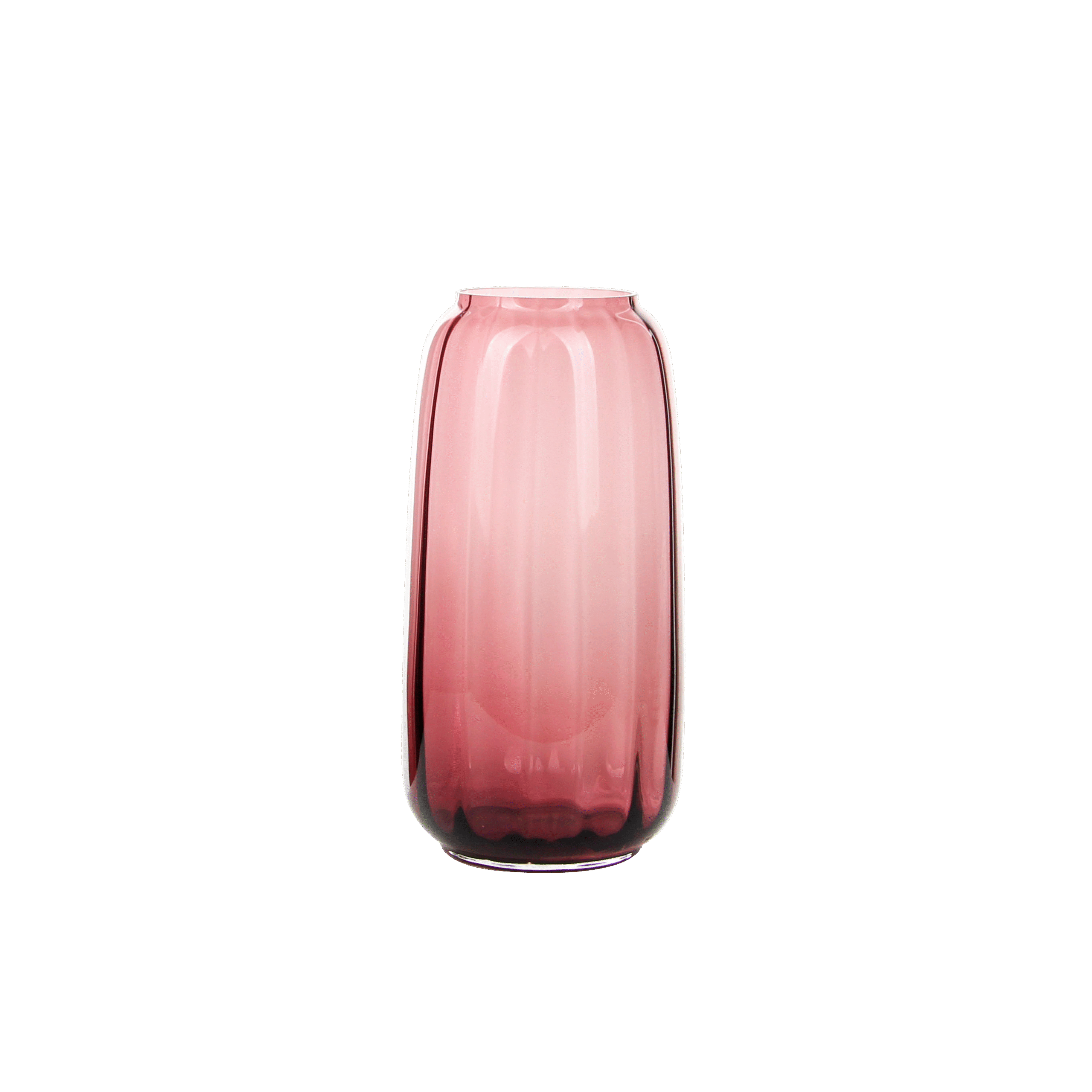 Elegant Plum - Hued Ribbed Glass Vase in Two Sizes for Home Decor