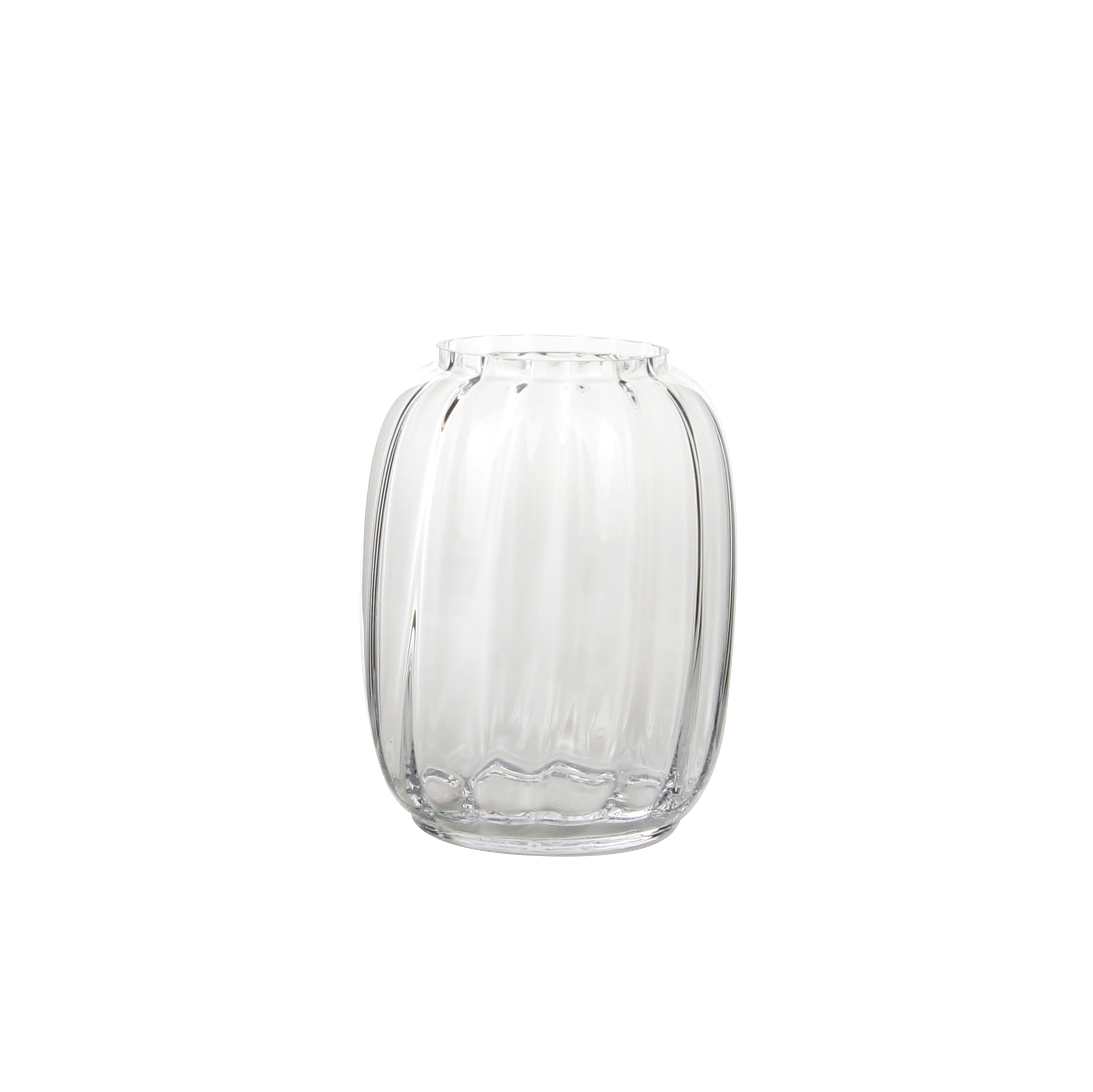Elegant Transparent Ribbed Glass Vase in Two Sizes for Home Aesthetics