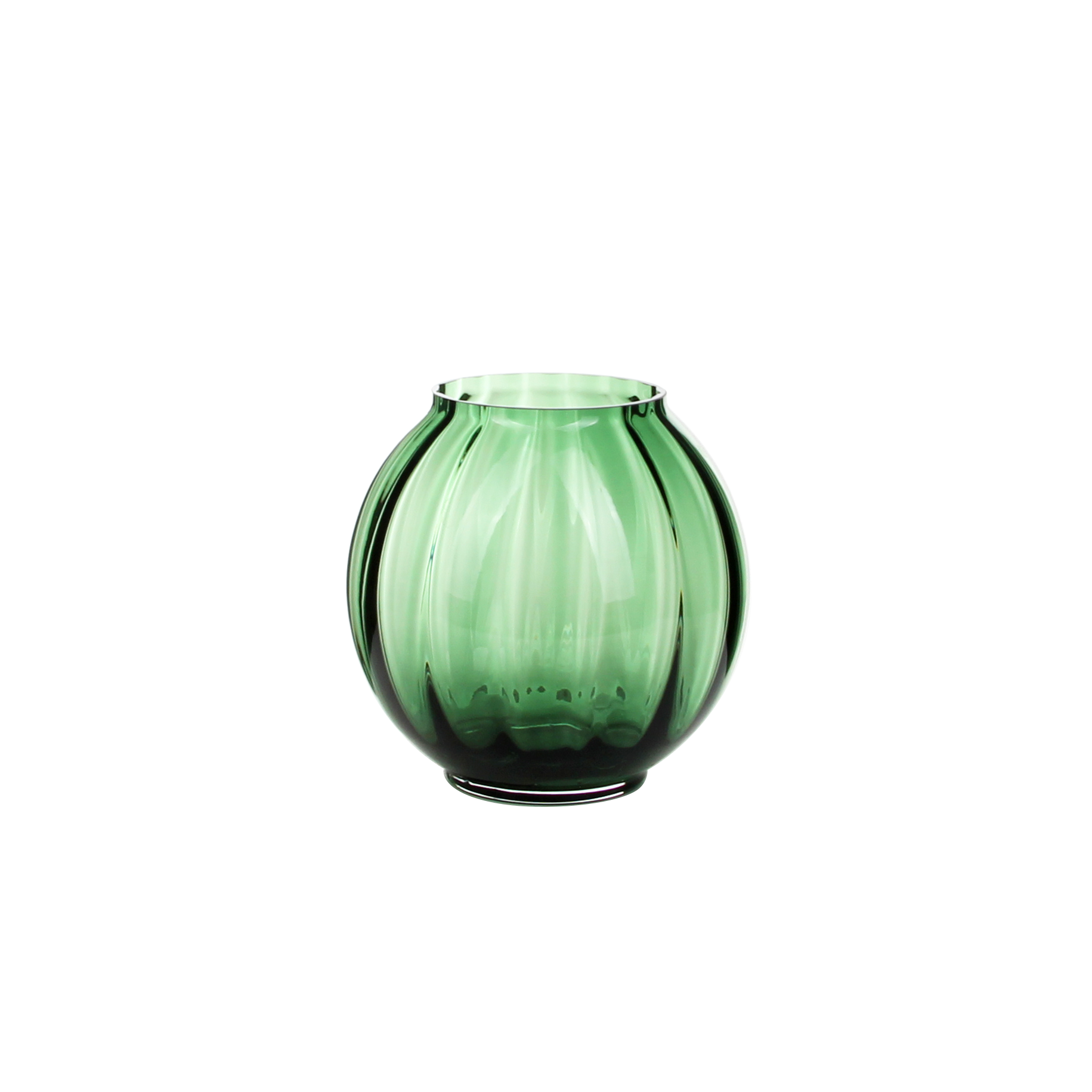 Emerald Ribbed Elegance: Dual-Sized Glass Vase for Modern Homes