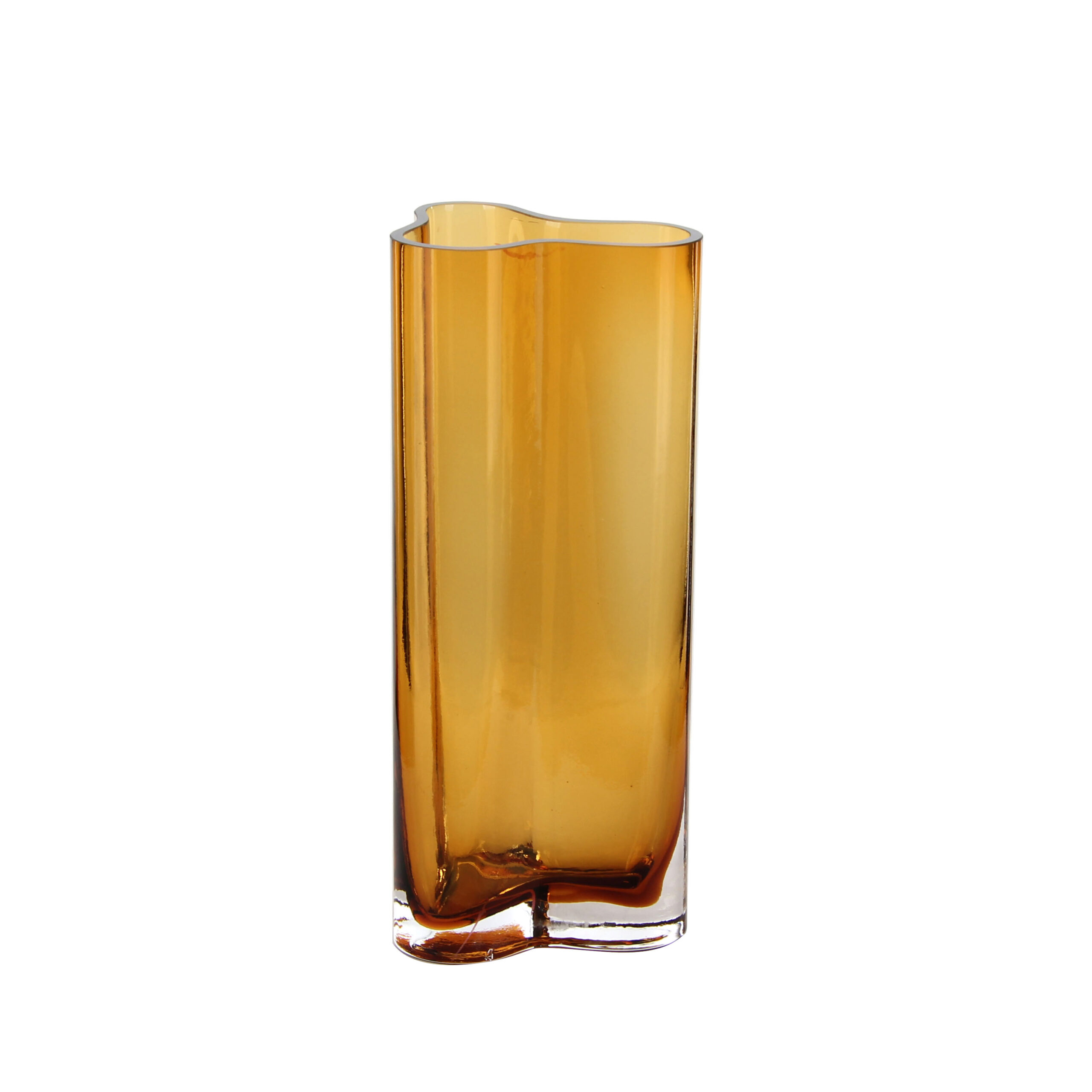 Elegant Amber - Colored Wavy Glass Vase for Home Accent