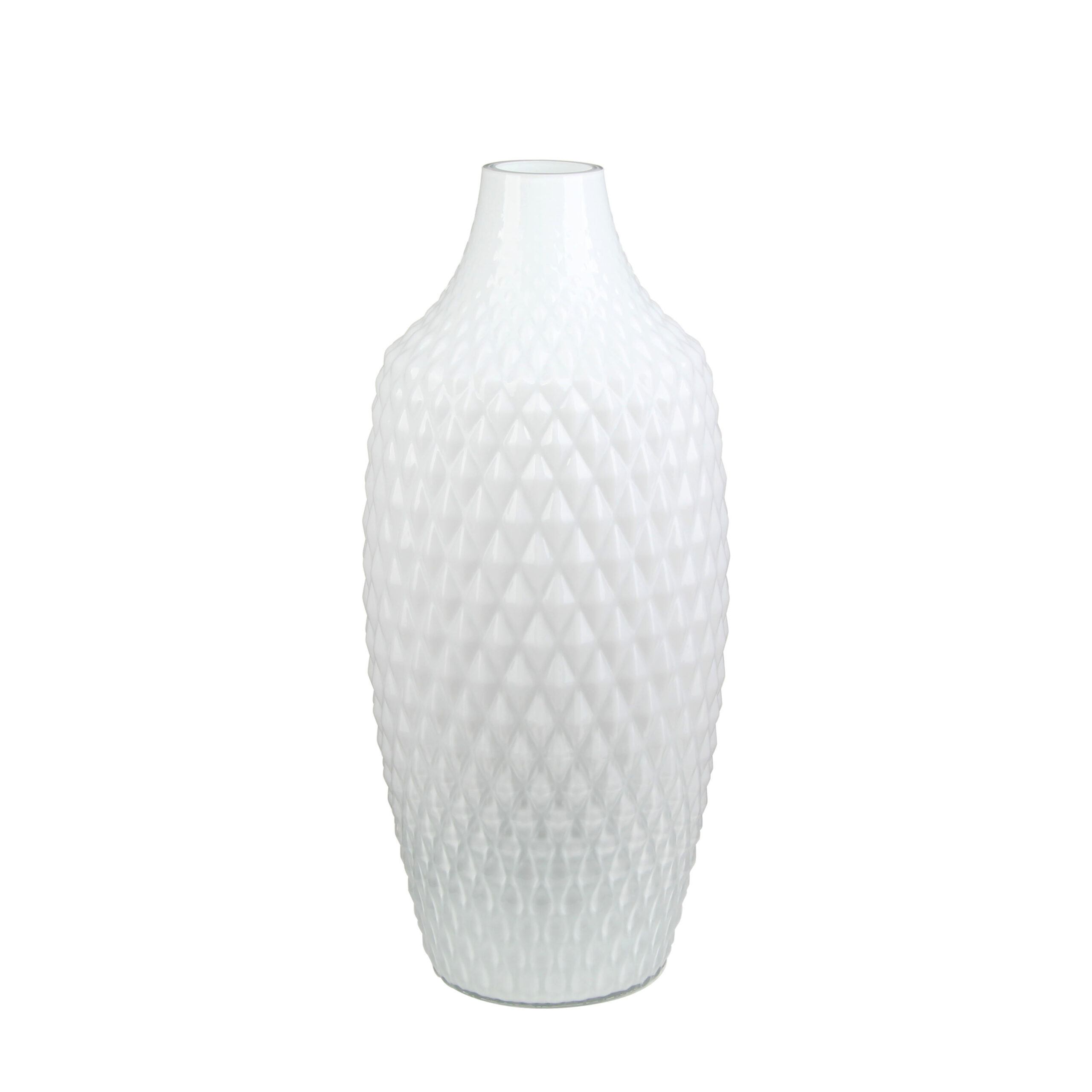 Elegant White Textured Glass Vase for Home Aesthetics