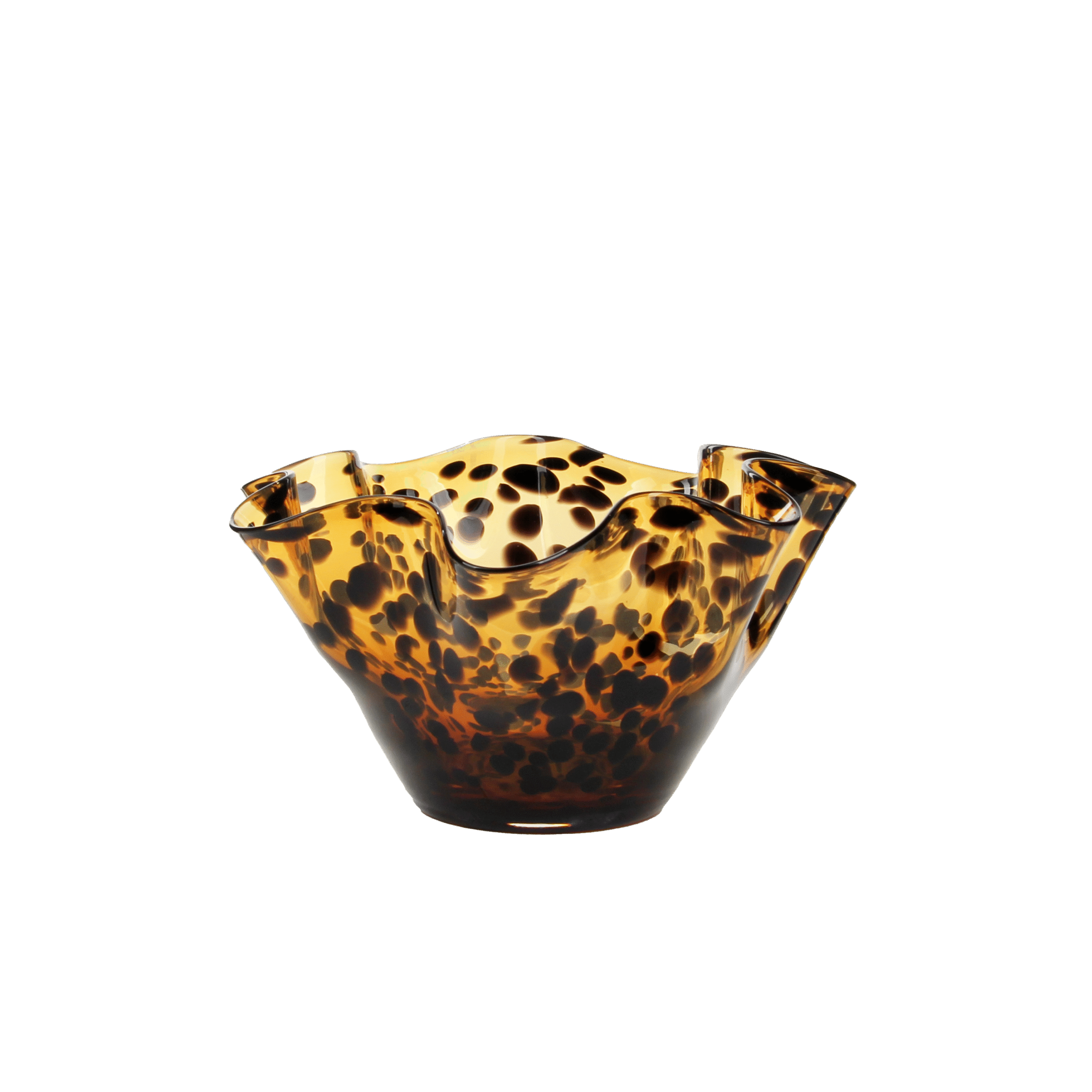 Leopard-print iridescent glass bowl-shaped vase