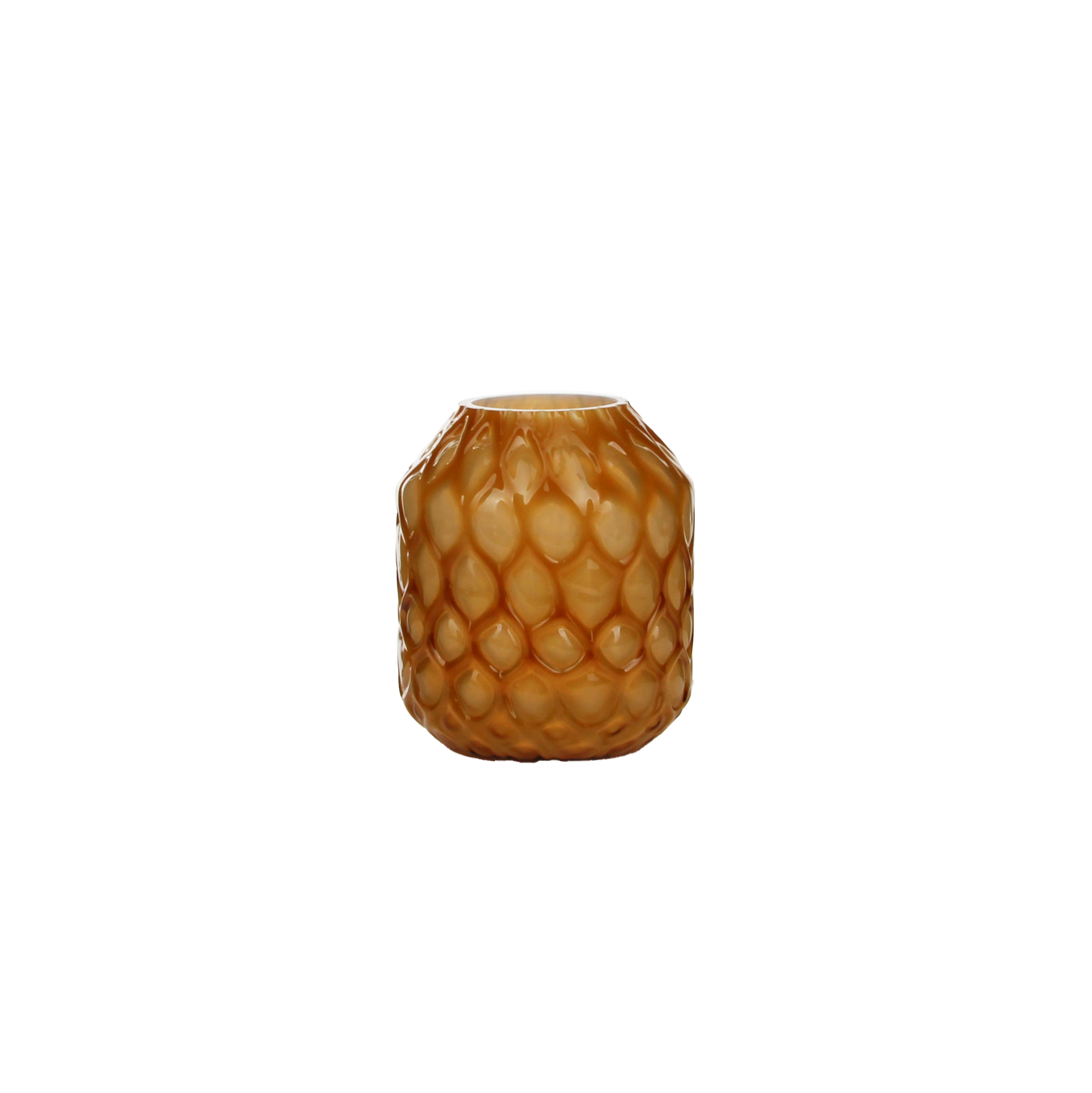 The brown honeycomb art vase is small