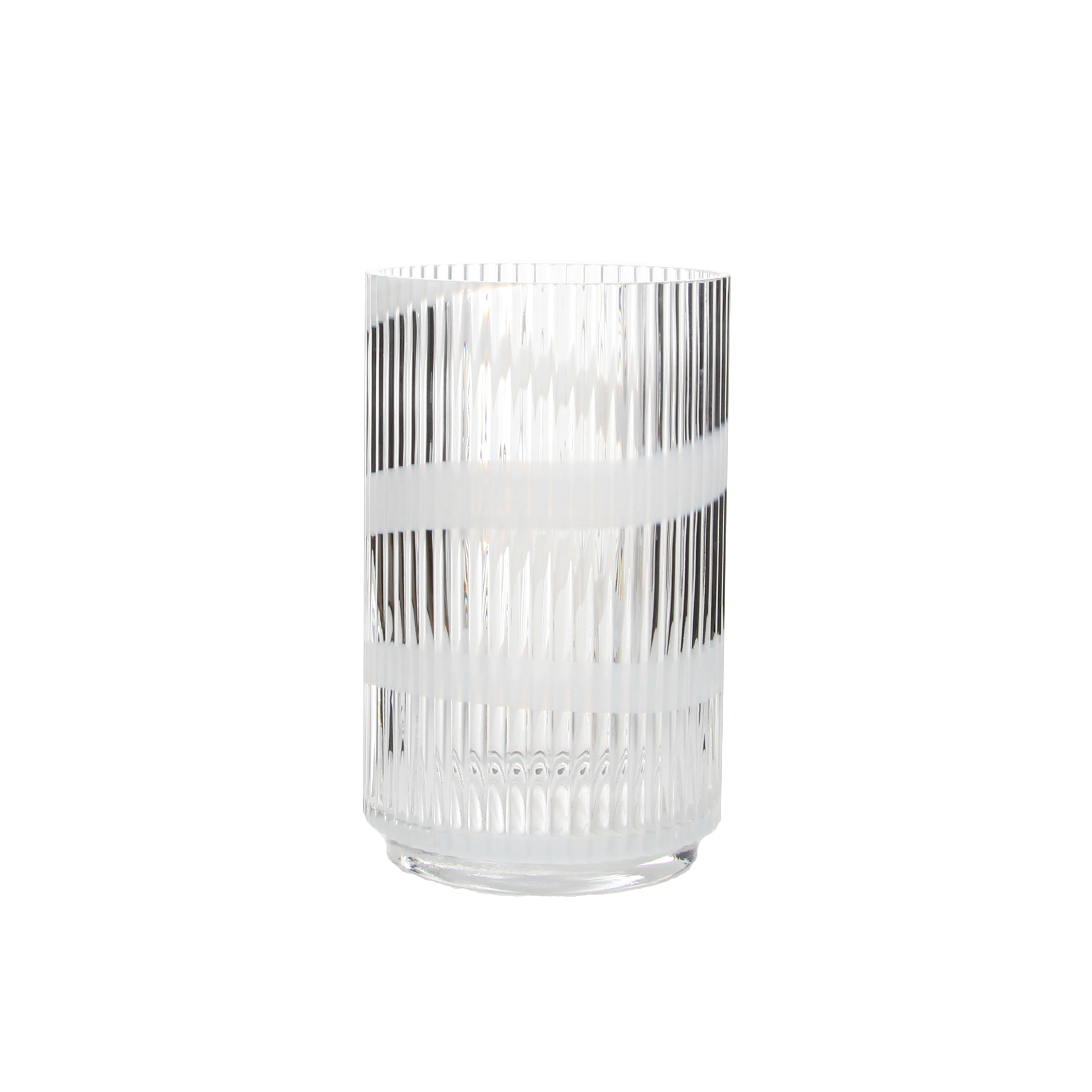 In a silver-patterned, translucent glass vase