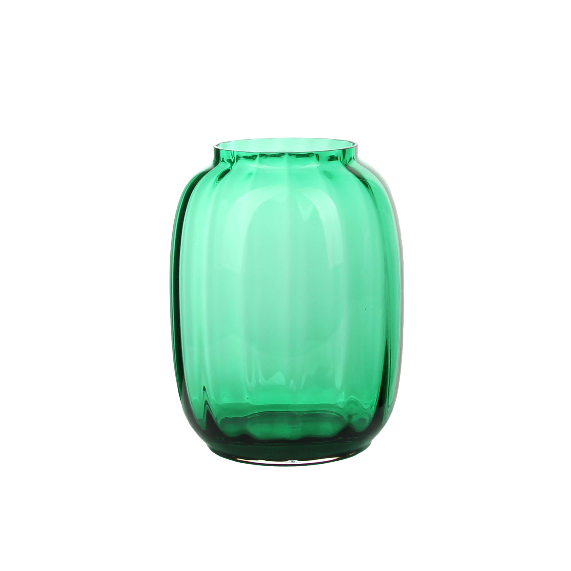 Emerald Green Ribbed Glass Vase