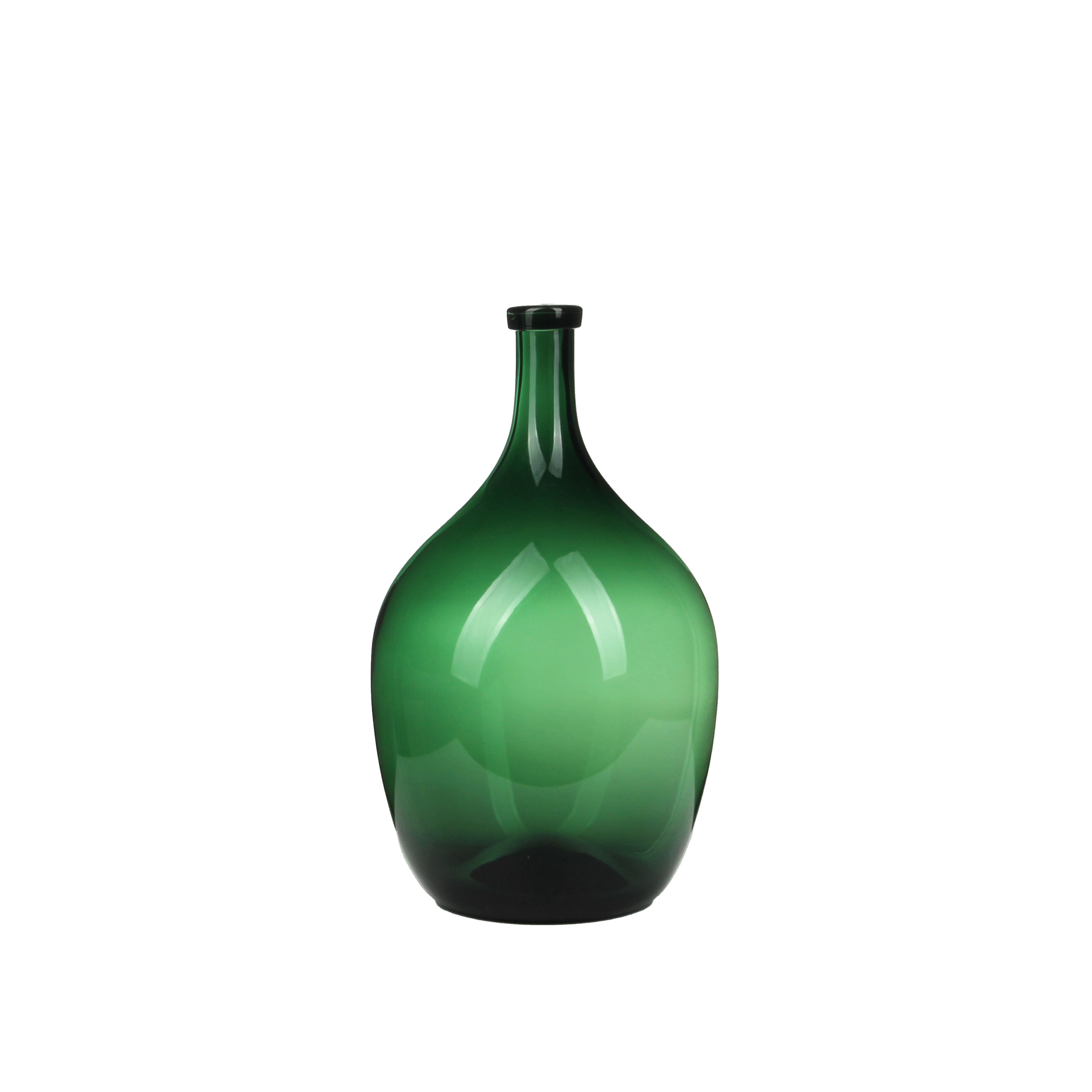 A dark green and lustrous glass bottle