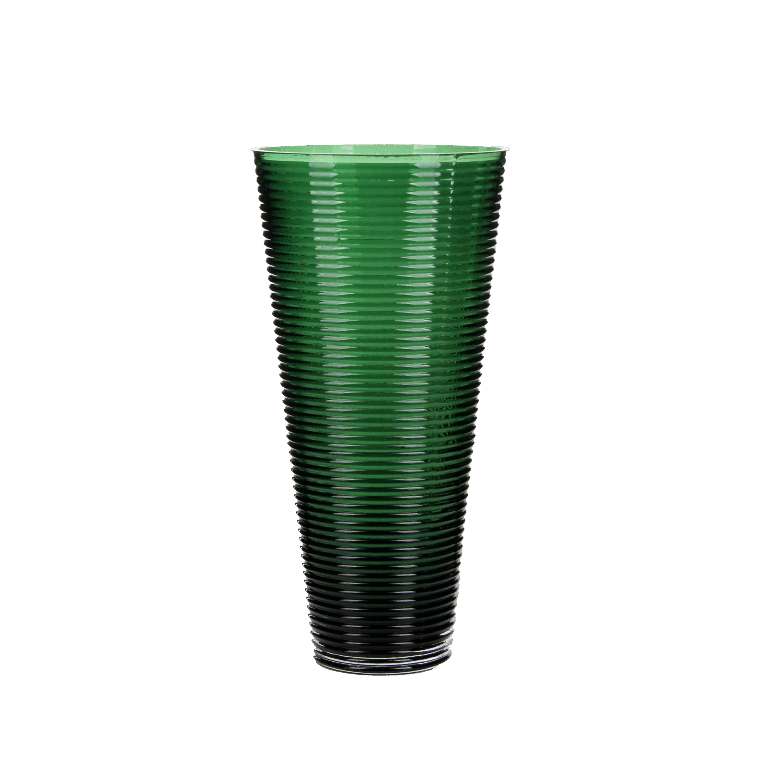 Gradient Green Ribbed Glass Vase