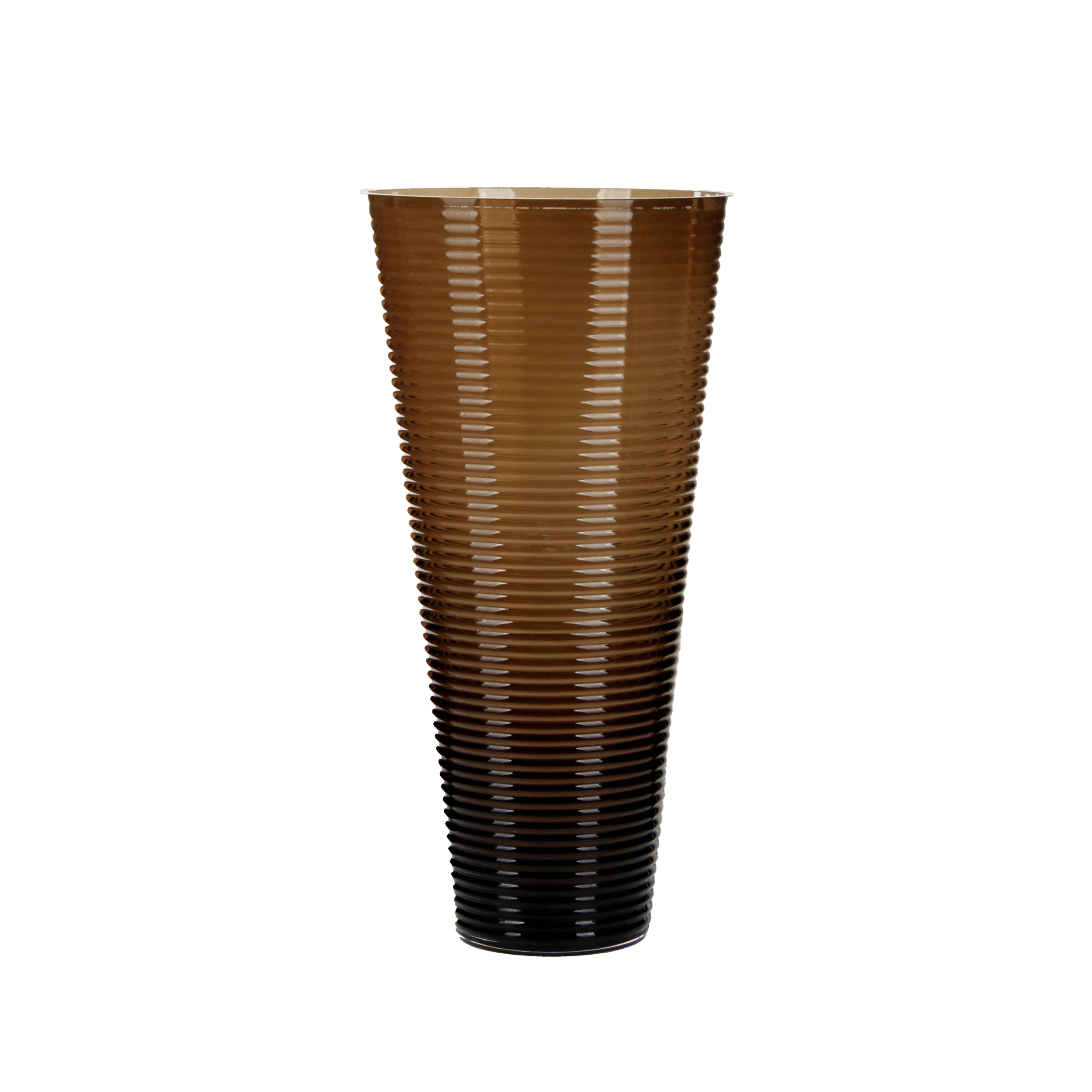 Gradient Ribbed Glass Vase